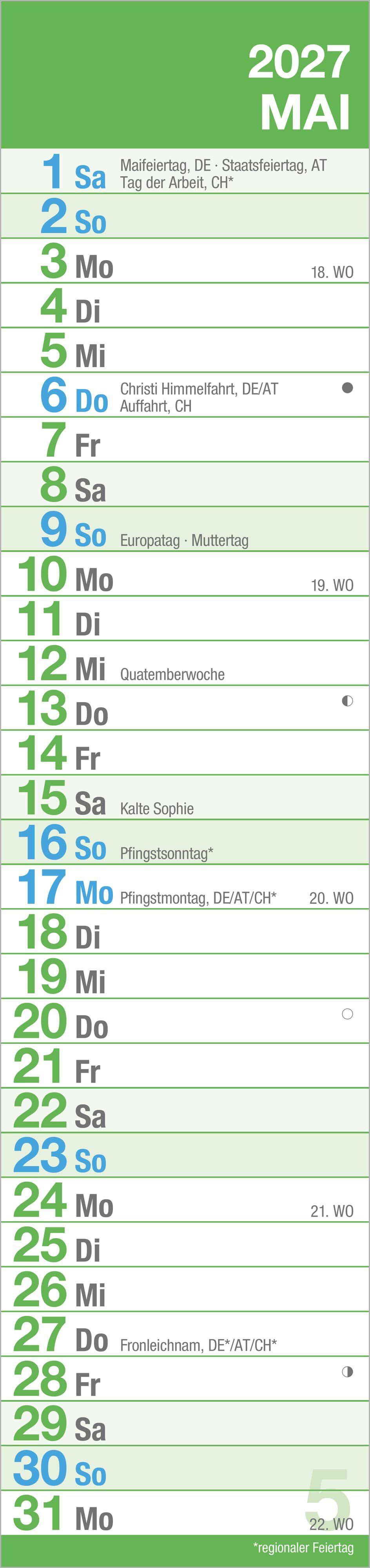 Beispielinhalt (Bild) GROSSDRUCK Streifenplaner XL 2027