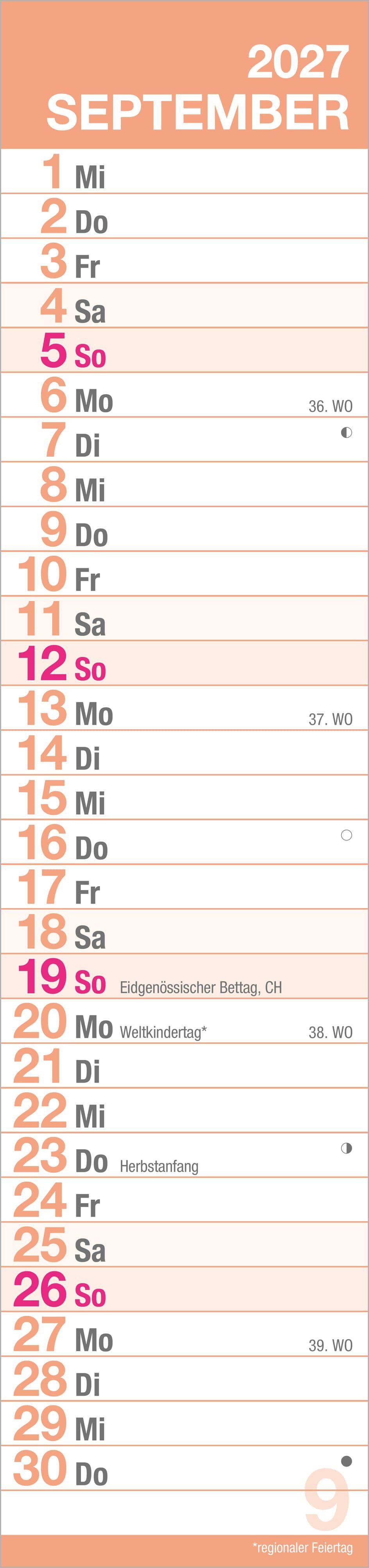 Beispielinhalt (Bild) GROSSDRUCK Streifenplaner XL 2027