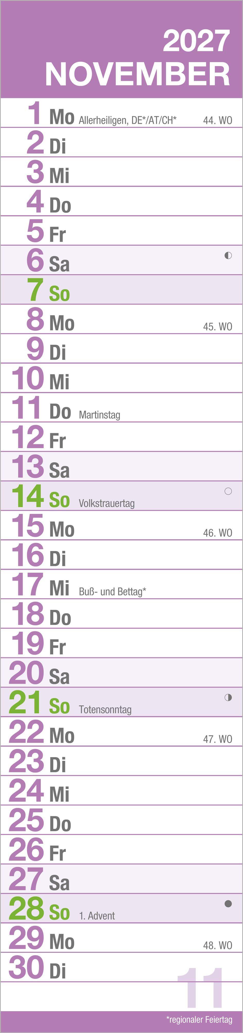 Beispielinhalt (Bild) GROSSDRUCK Streifenplaner XL 2027