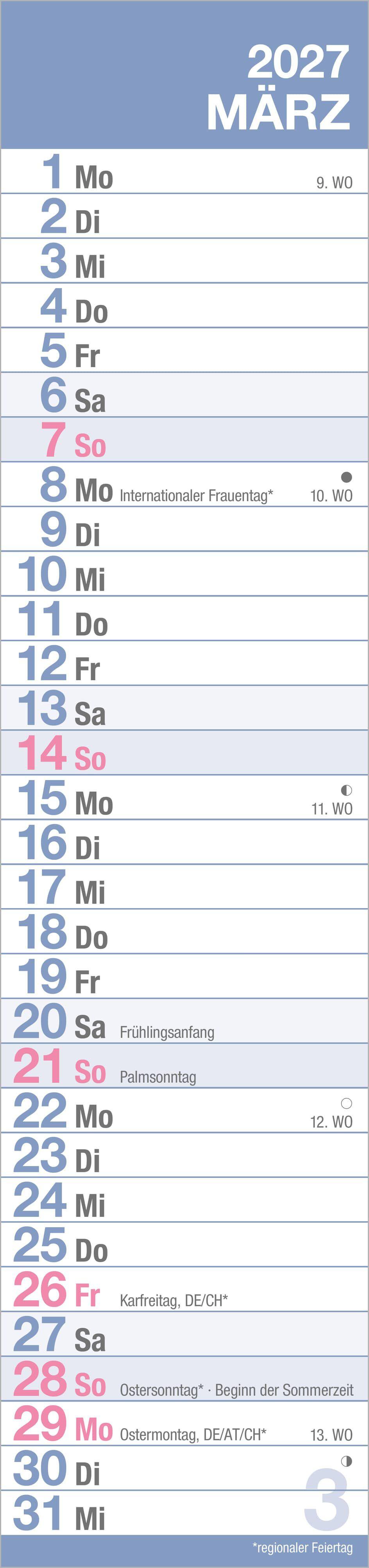 Beispielinhalt (Bild) GROSSDRUCK Streifenplaner XL 2027
