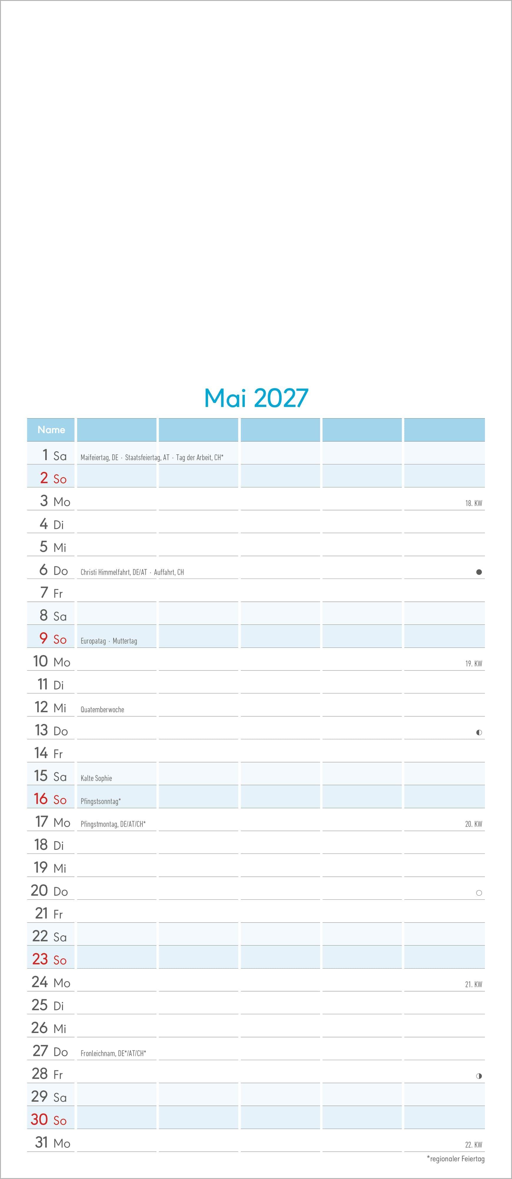 Beispielinhalt (Bild) Kreativkalender Familienplaner 2027