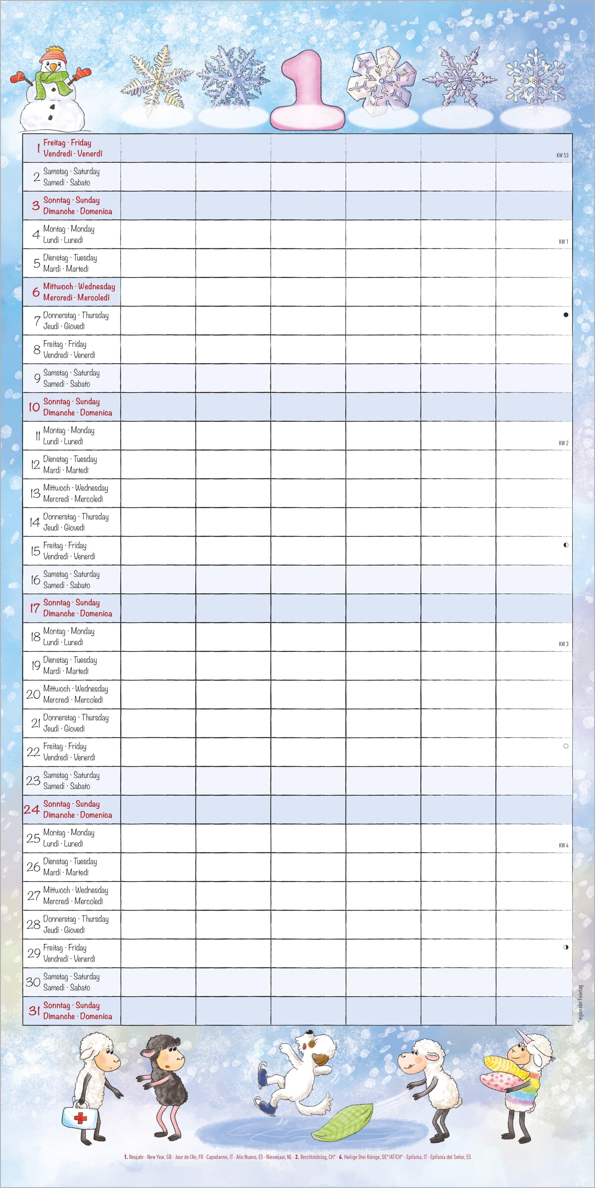 Beispielinhalt (Bild) Familienplaner Cartoon 2027