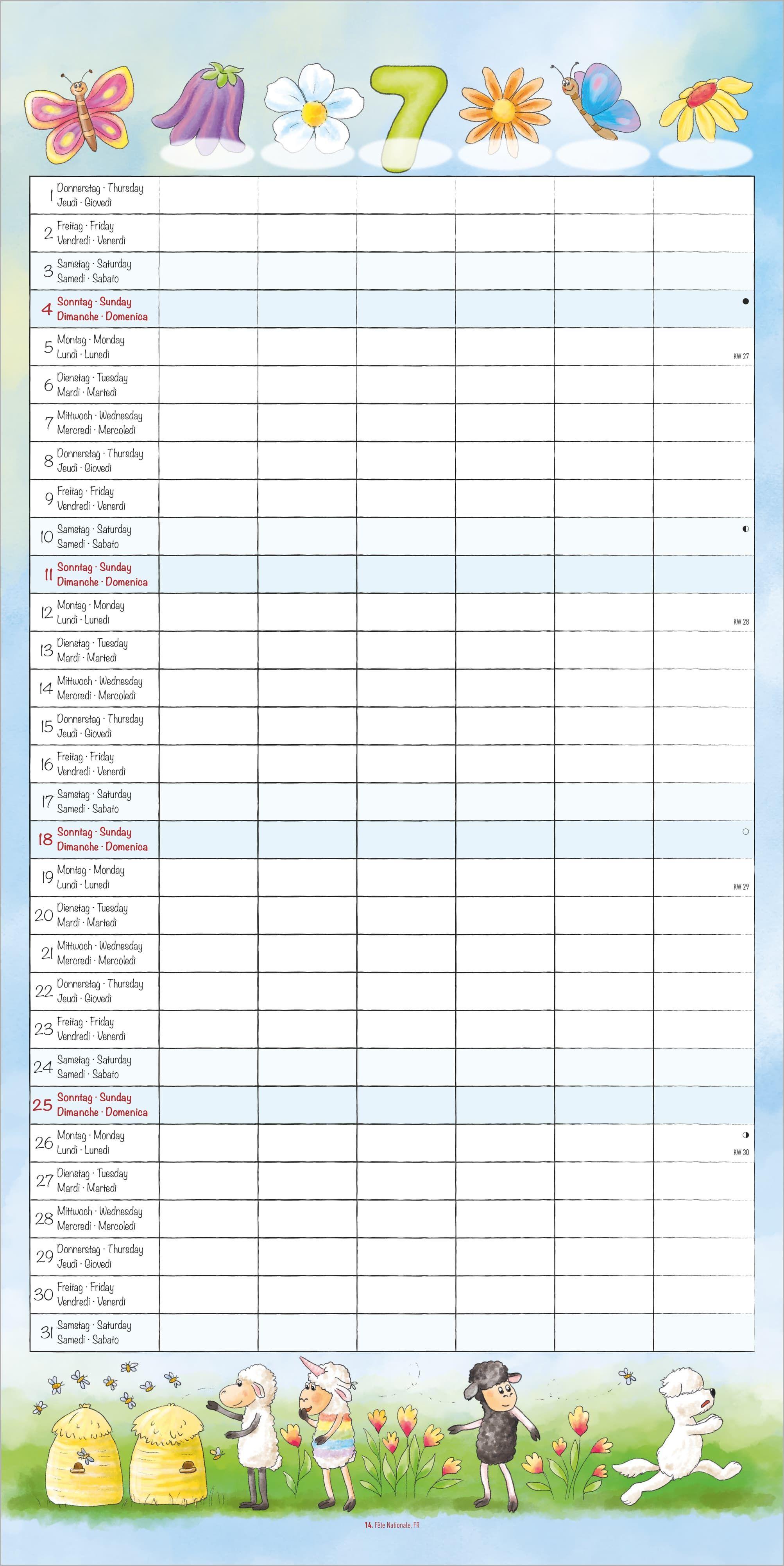 Beispielinhalt (Bild) Familienplaner Cartoon 2027