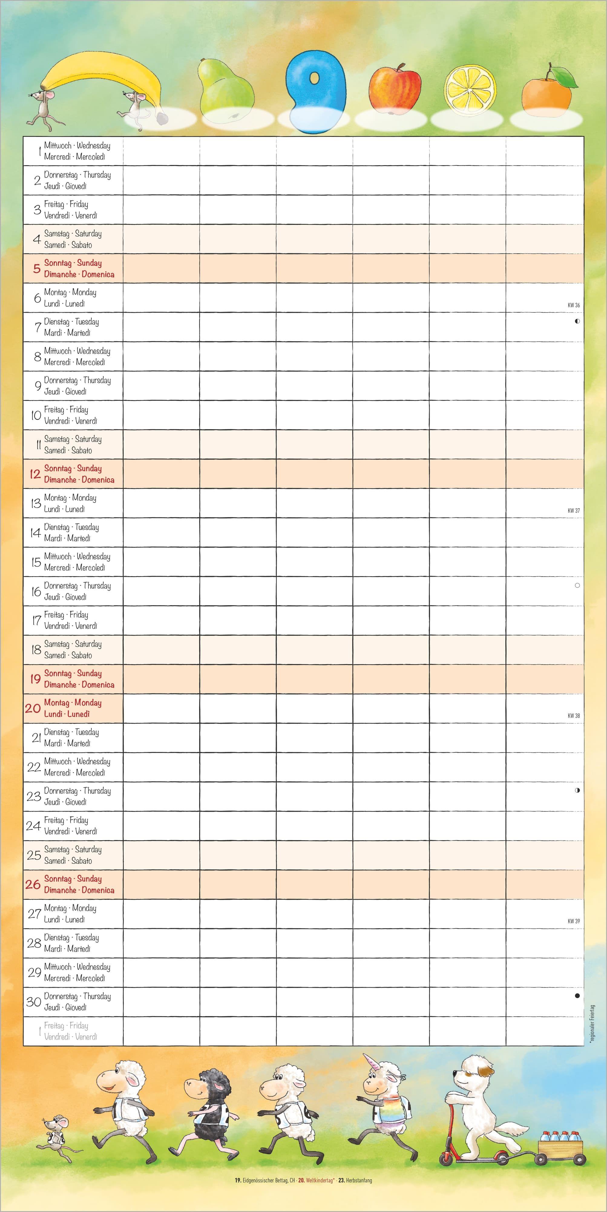 Beispielinhalt (Bild) Familienplaner Cartoon 2027