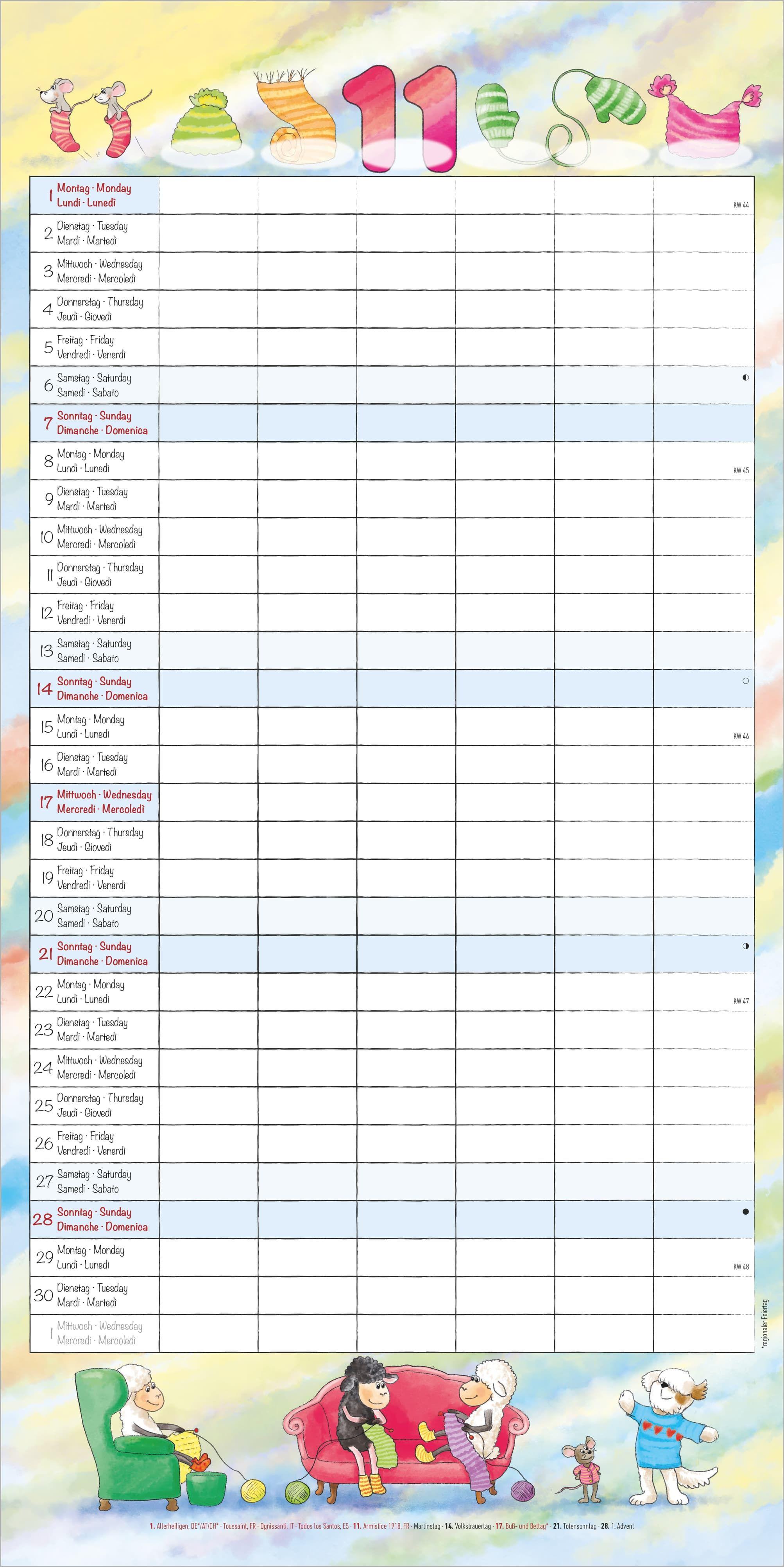 Beispielinhalt (Bild) Familienplaner Cartoon 2027