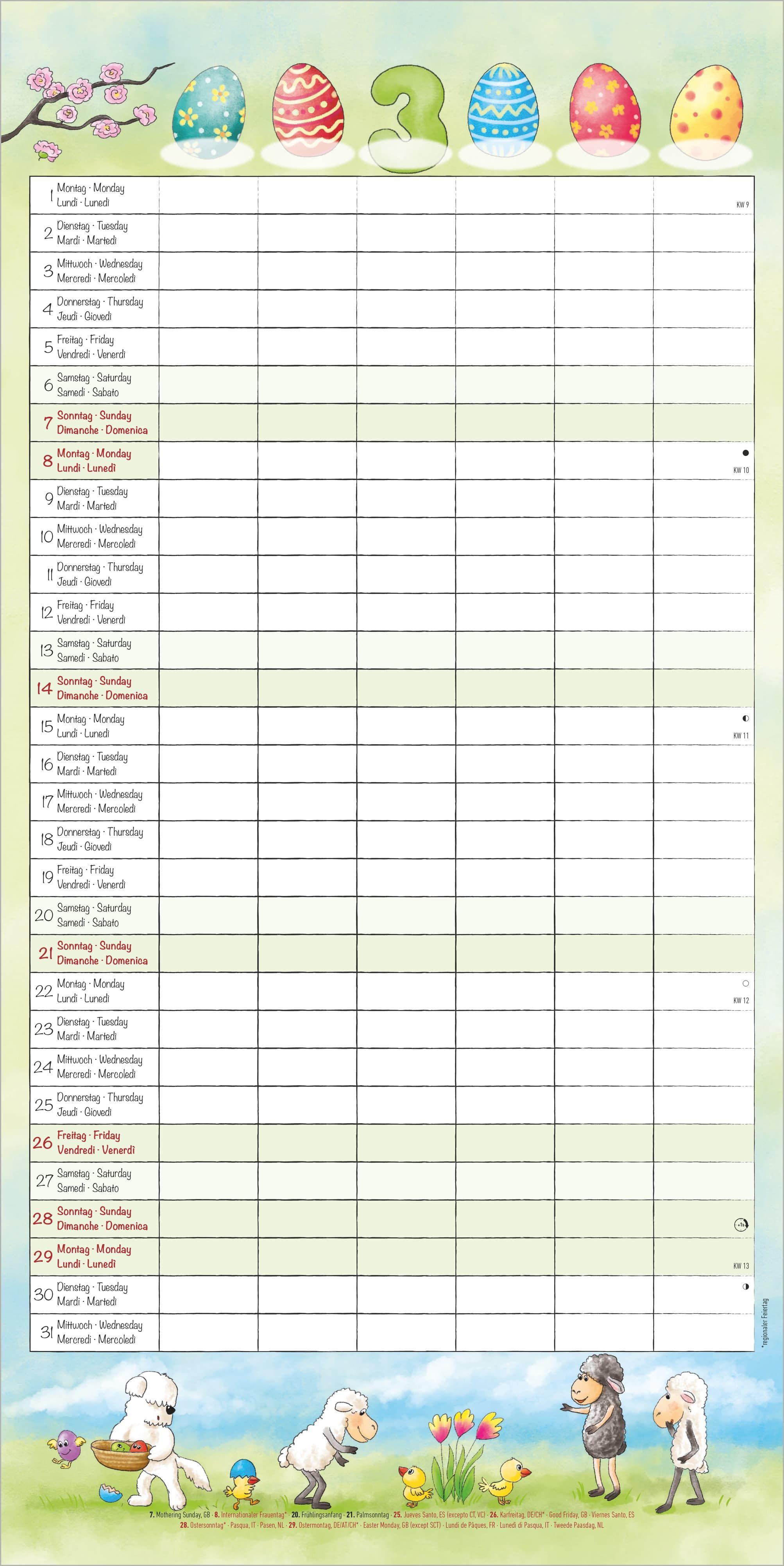 Beispielinhalt (Bild) Familienplaner Cartoon 2027