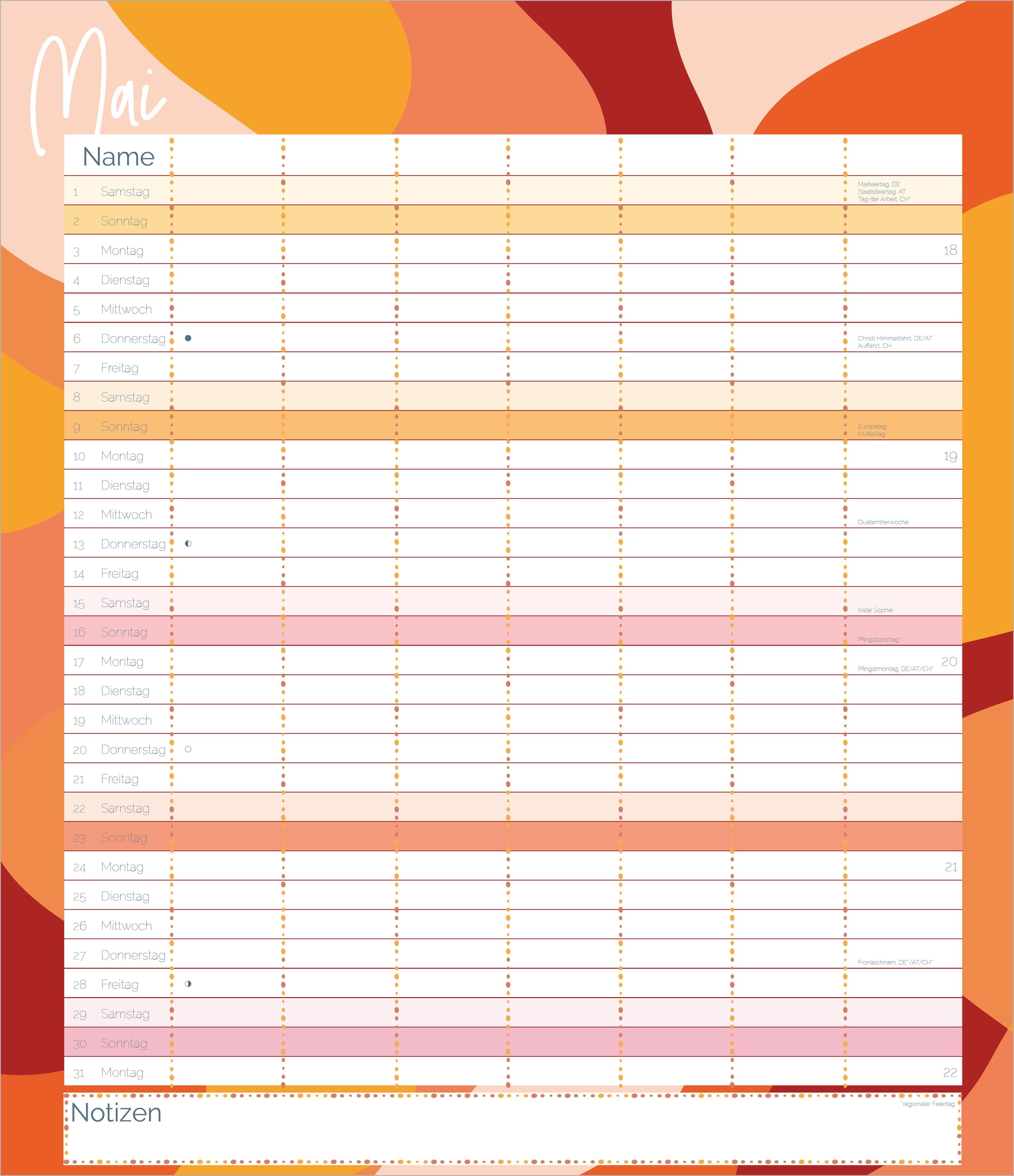 Beispielinhalt (Bild) Flexiplaner kunterbunt 2027