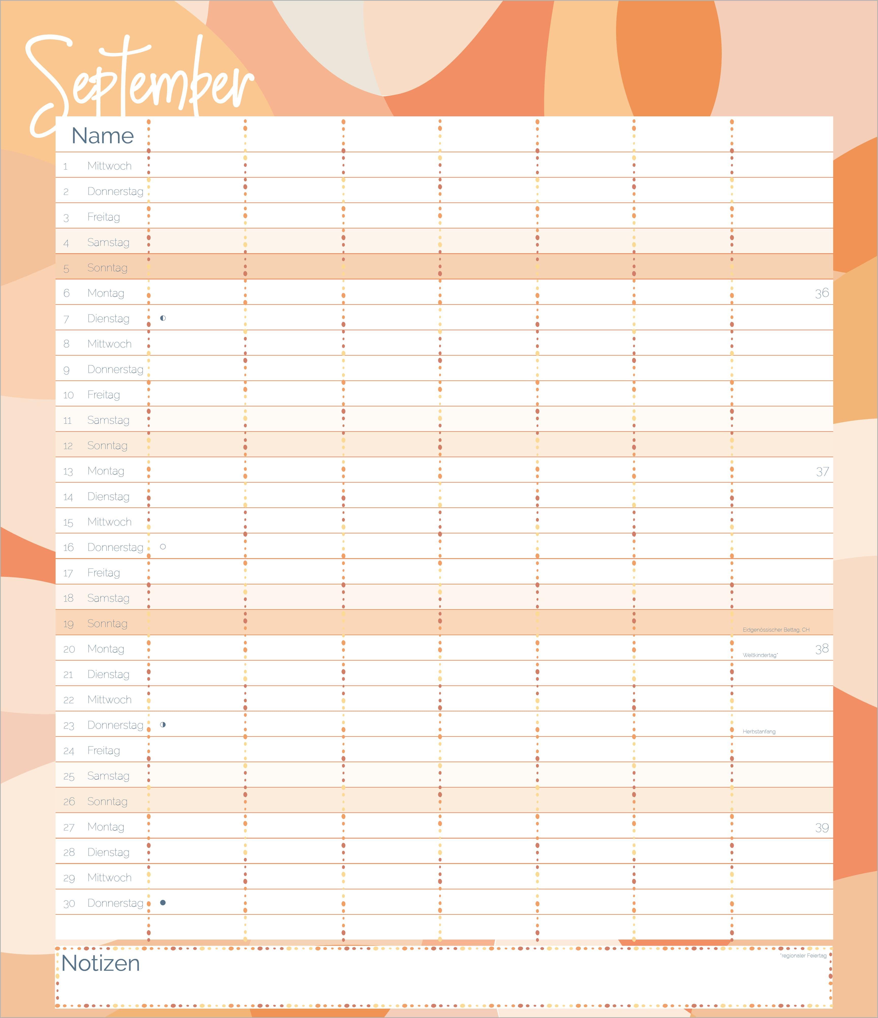 Beispielinhalt (Bild) Flexiplaner kunterbunt 2027