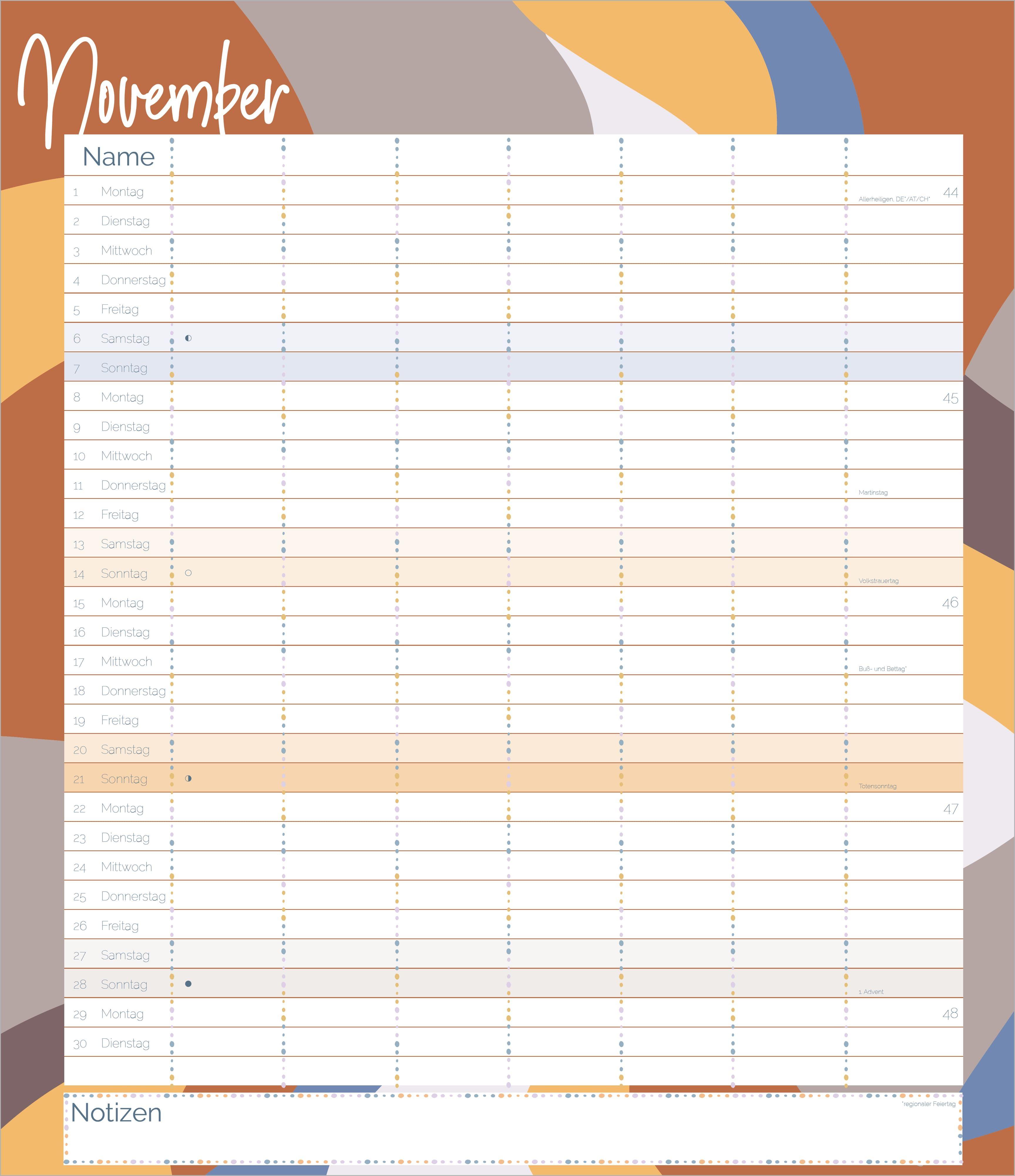 Beispielinhalt (Bild) Flexiplaner kunterbunt 2027