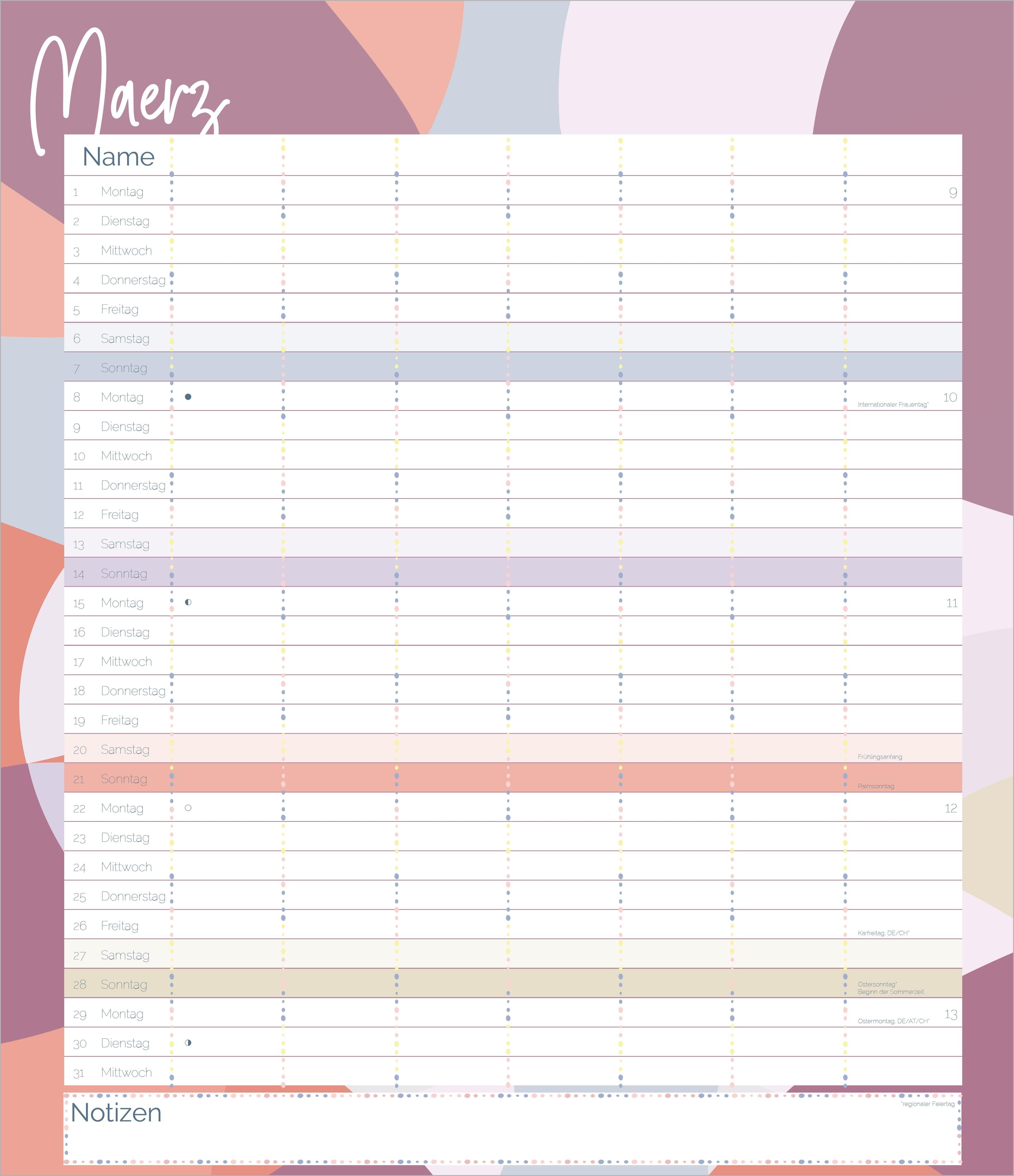 Beispielinhalt (Bild) Flexiplaner kunterbunt 2027
