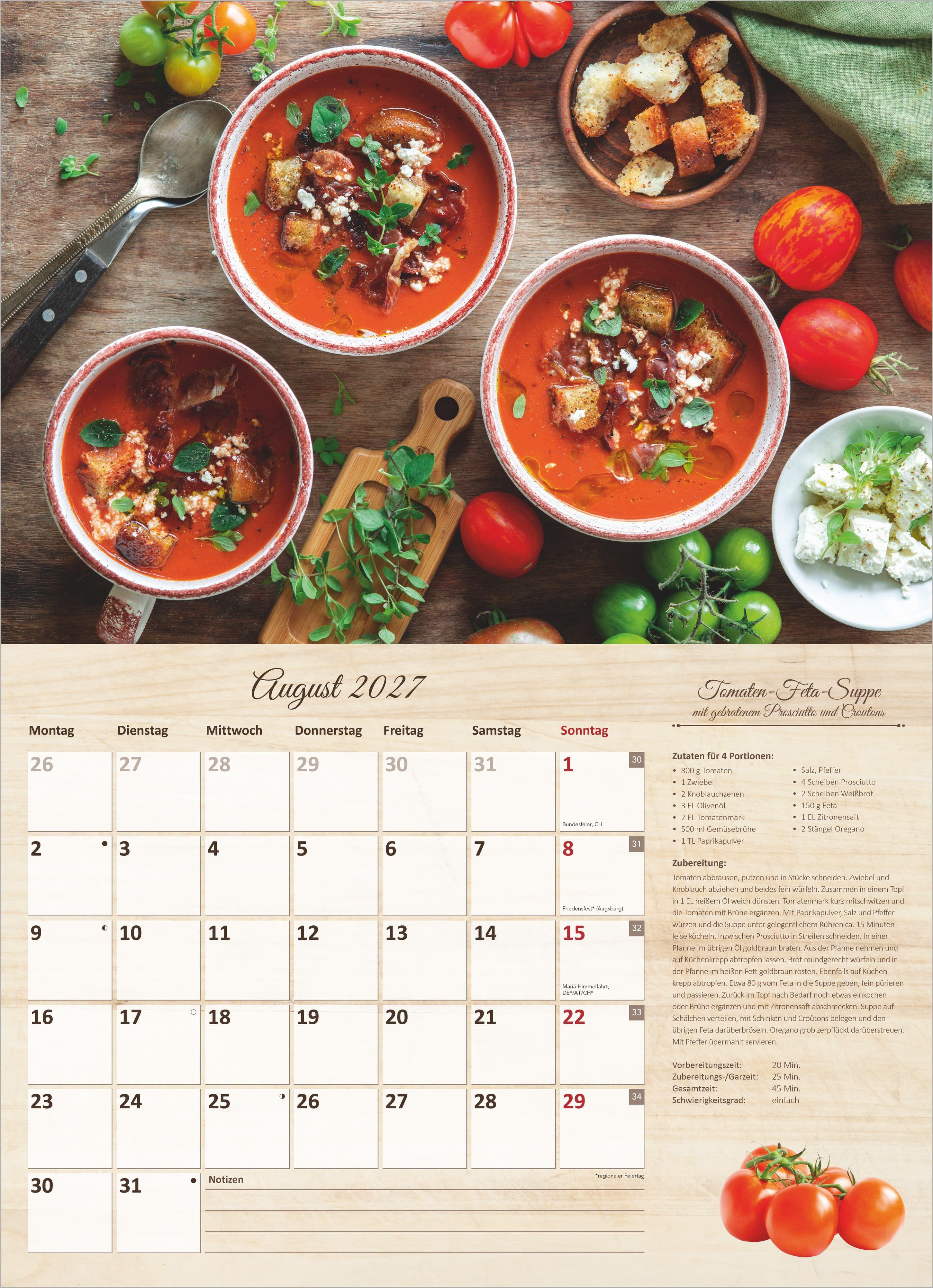 Beispielinhalt (Bild) Der große Küchenkalender - mit saisonalen Rezepten für Genießer 2027