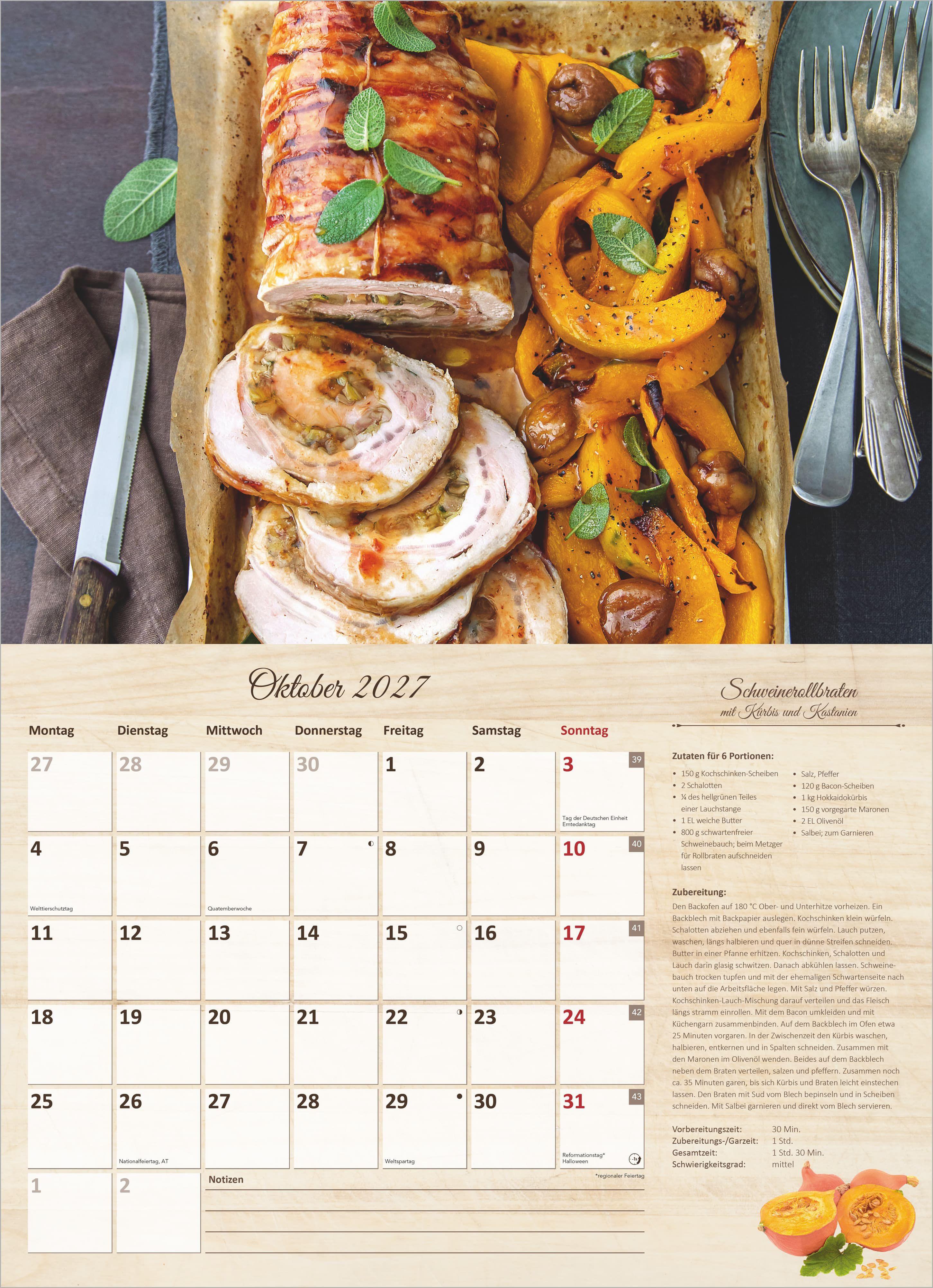 Beispielinhalt (Bild) Der große Küchenkalender - mit saisonalen Rezepten für Genießer 2027