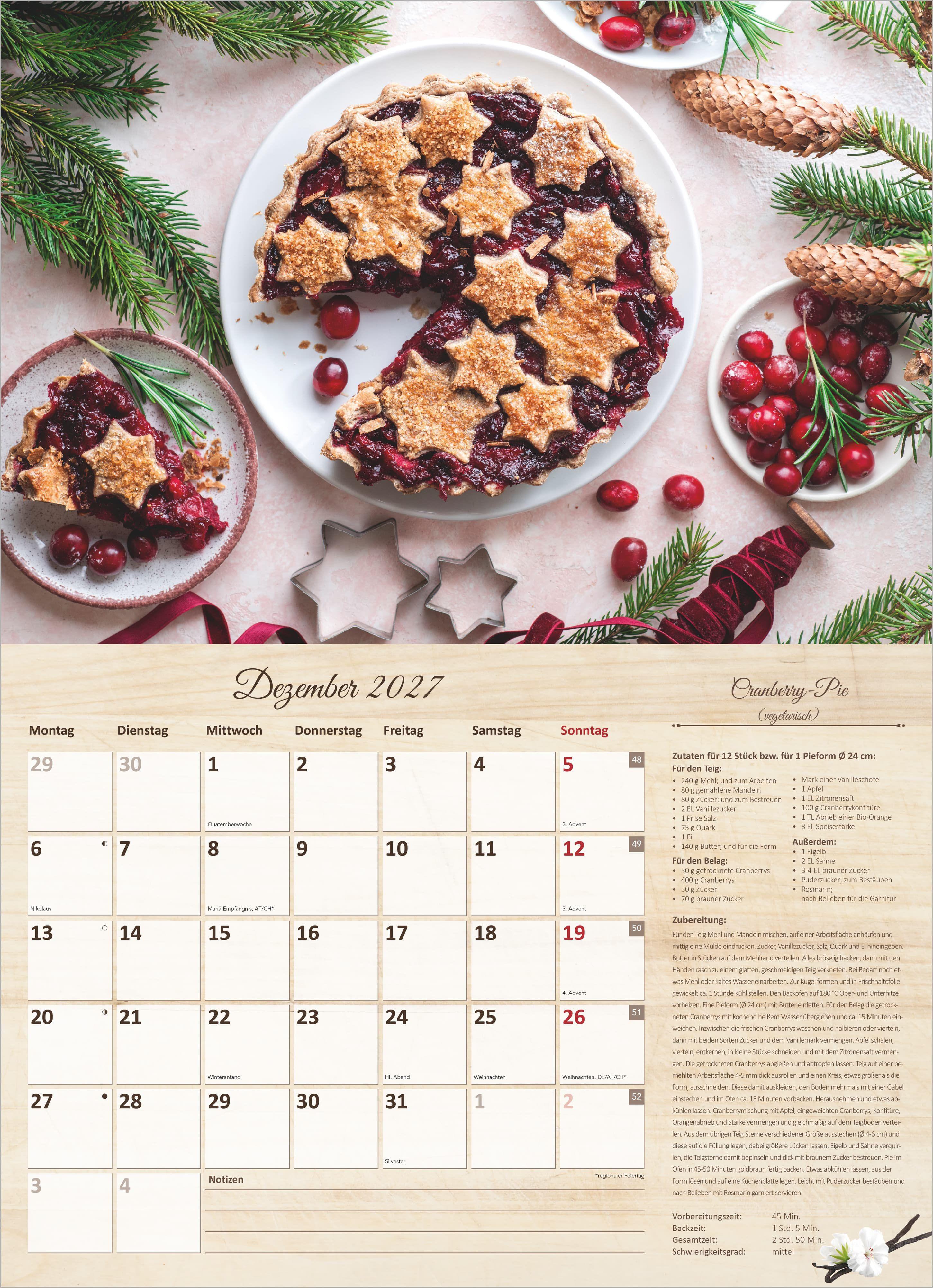 Beispielinhalt (Bild) Der große Küchenkalender - mit saisonalen Rezepten für Genießer 2027