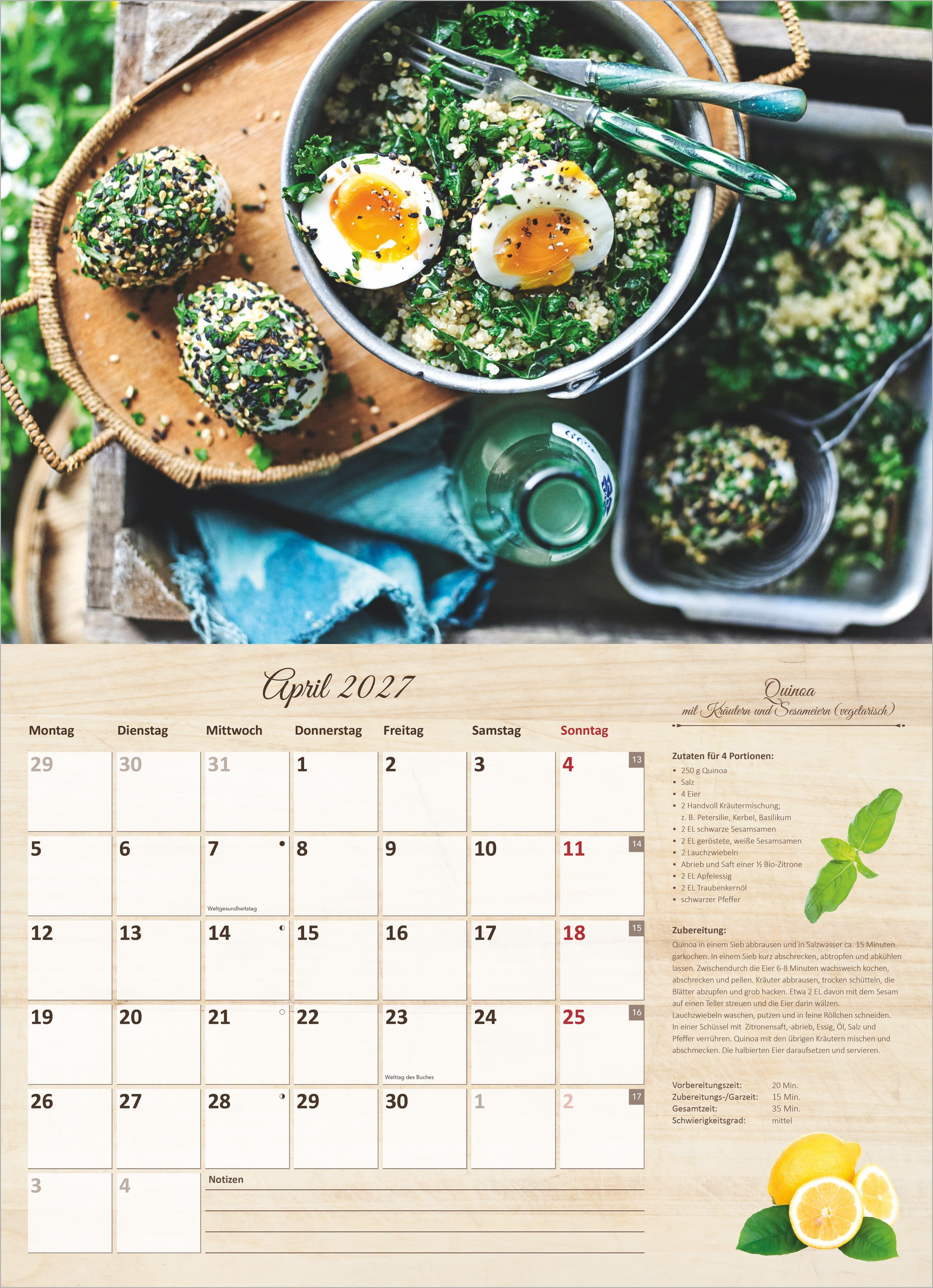 Beispielinhalt (Bild) Der große Küchenkalender - mit saisonalen Rezepten für Genießer 2027