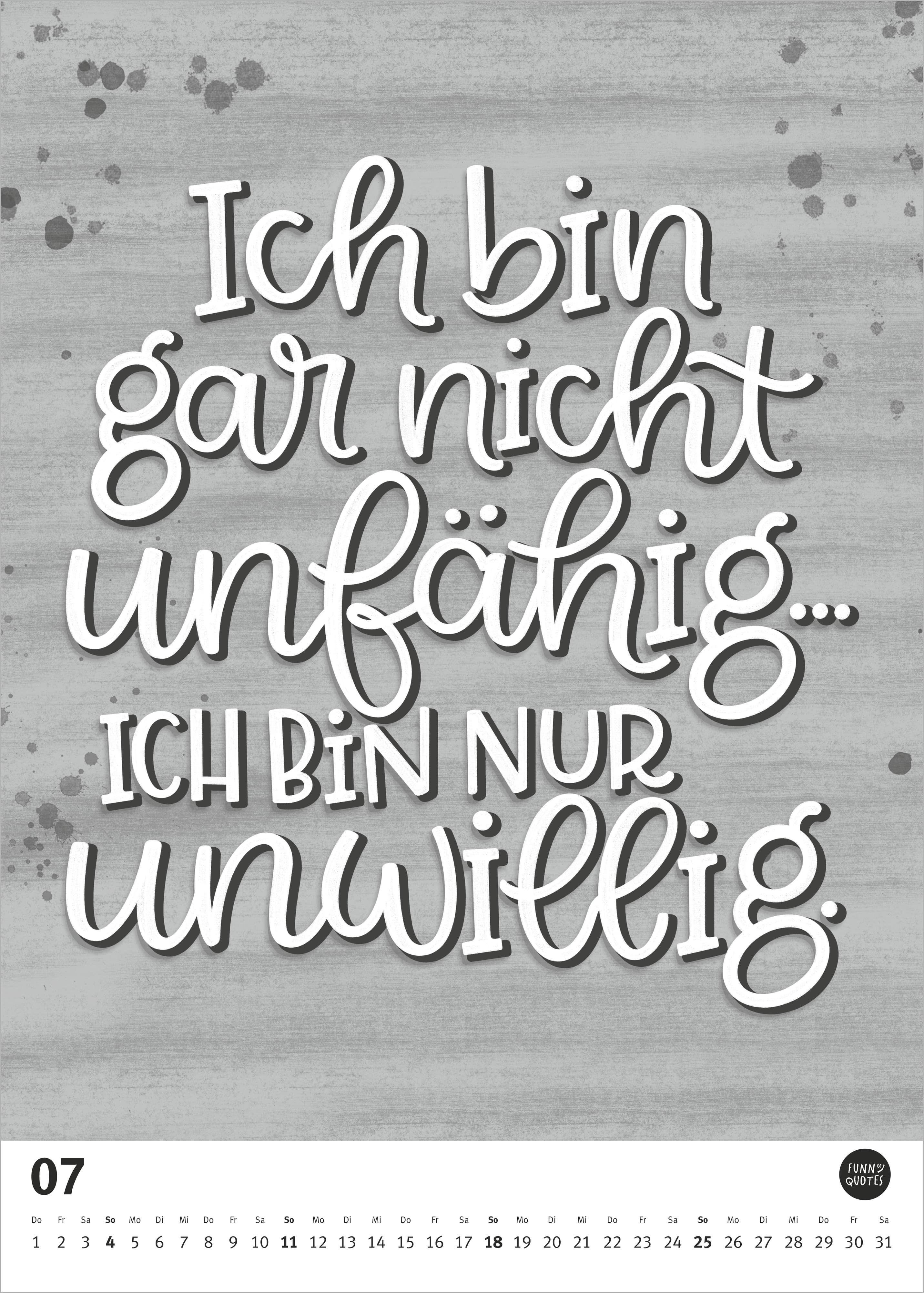 Beispielinhalt (Bild) Funny Quotes-Kalender 2027