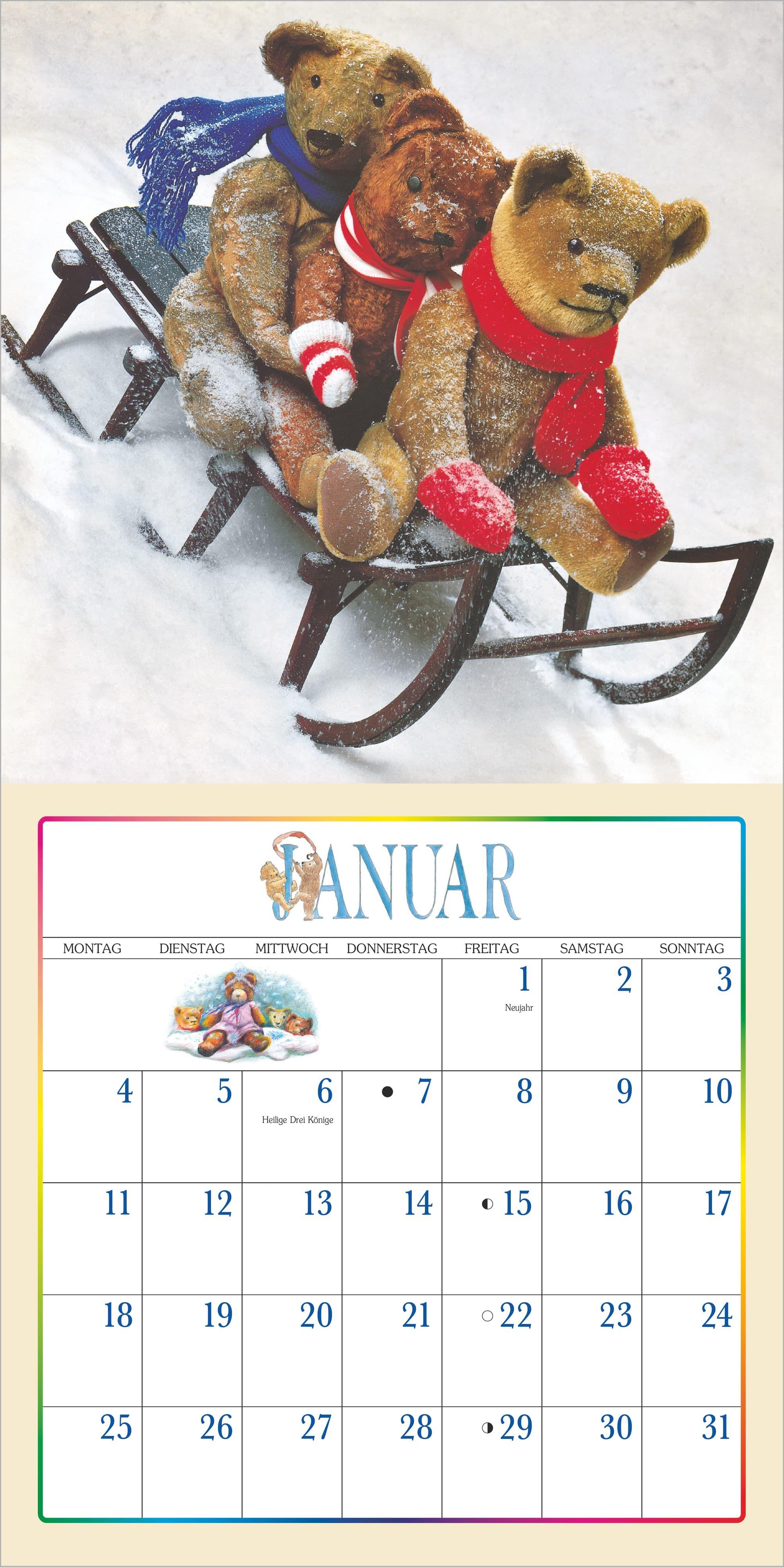 Beispielinhalt (Bild) Der Teddybär Kalender 2027