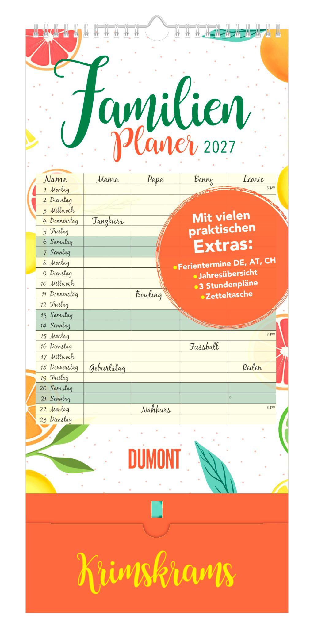 Vorderes Coverbild Familienplaner Krimskrams mit Tasche - 4 Spalten 2027