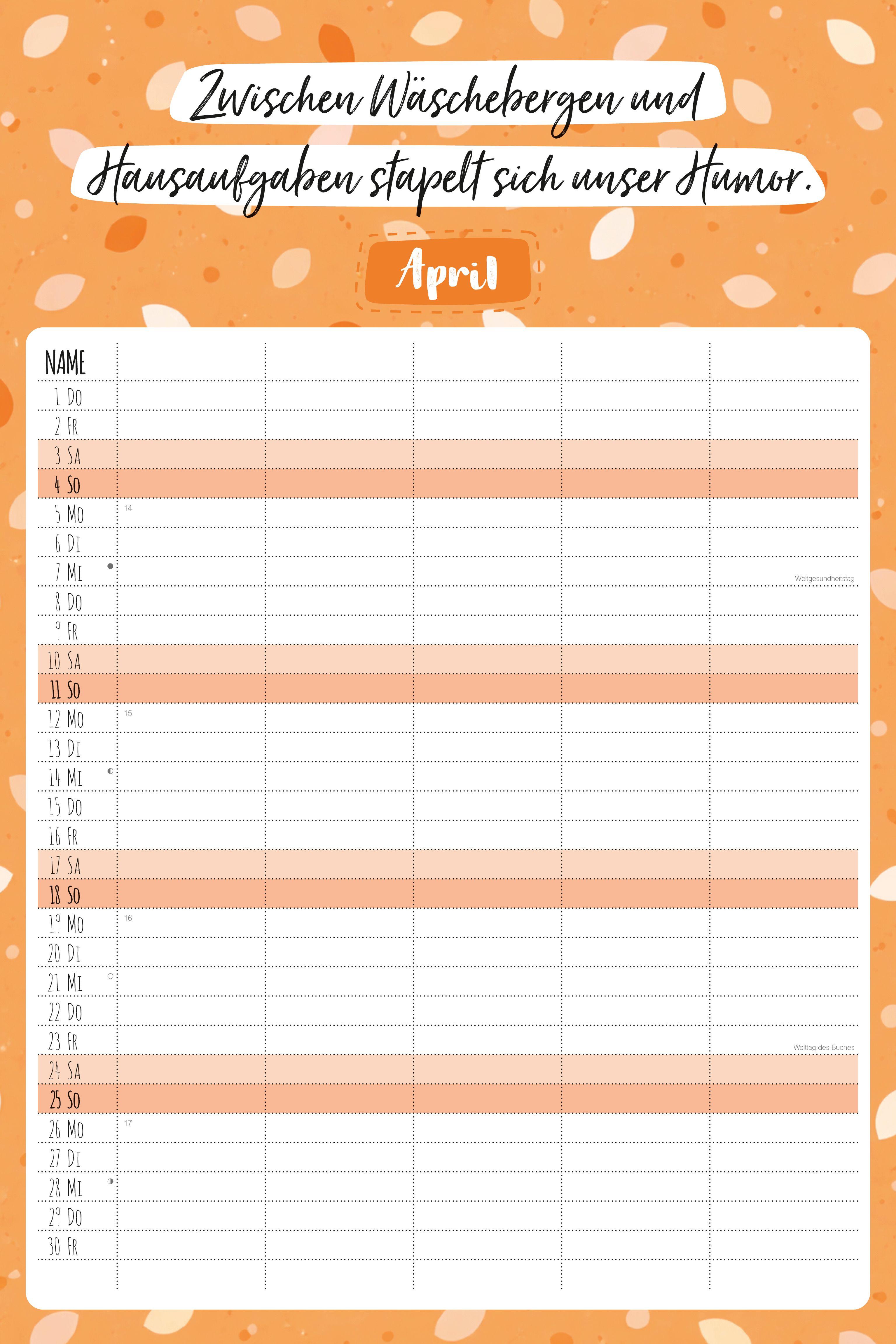 Beispielinhalt (Bild) Familienplaner à la Carte - Wo das Chaos auf die Liebe trifft - 5 Spalten 2027