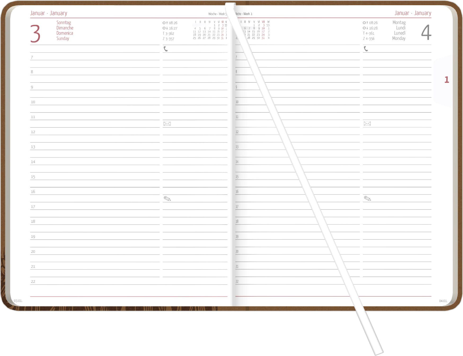 Beispielinhalt (Bild) Buchkalender Nature Line Malt 2027