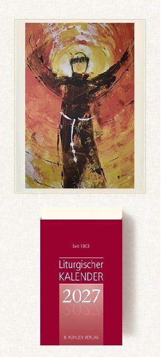 Vorderes Coverbild Liturgischer Kalender 2027. Tagesabreißkalender Block mit bebilderter Rückwand