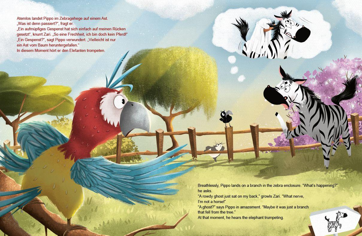 Beispielinhalt (Bild) Spuk im Zoo (Deutsch-Englisch)