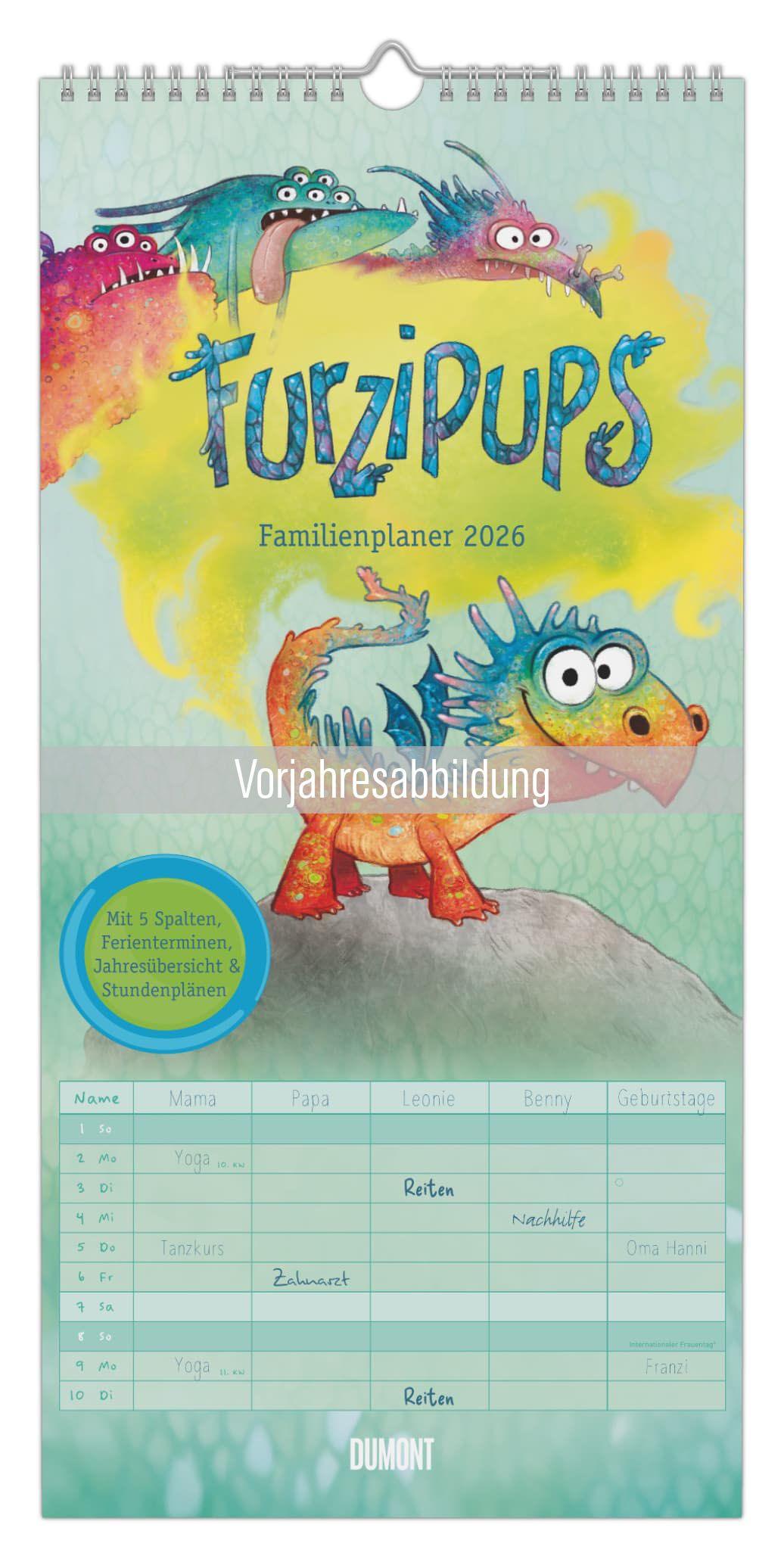 Vorderes Coverbild Familienplaner Furzipups der Knatterdrache 2027