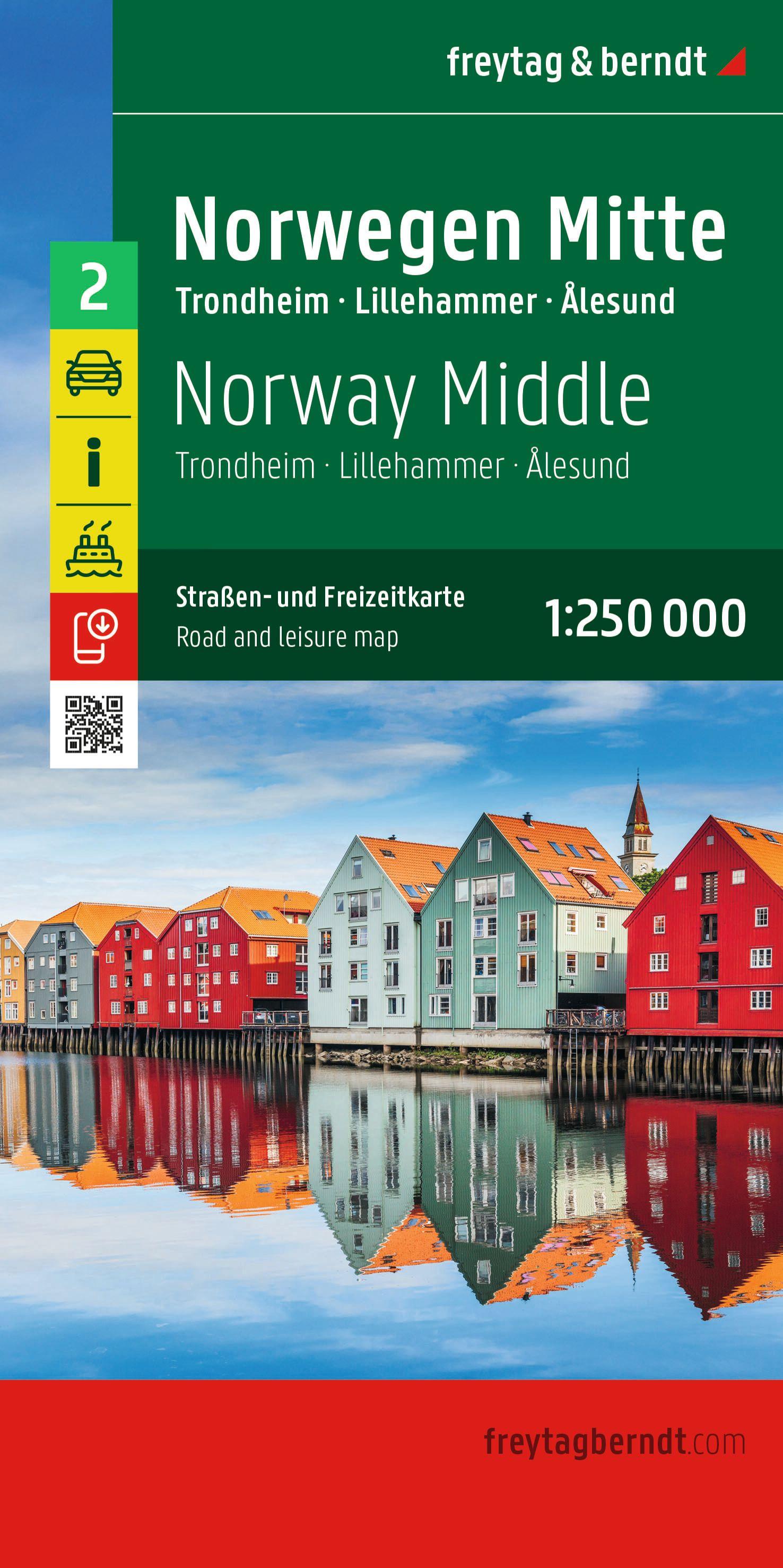 Vorderes Coverbild Norwegen Mitte, Straßen- und Freizeitkarte 1:250.000, freytag & berndt