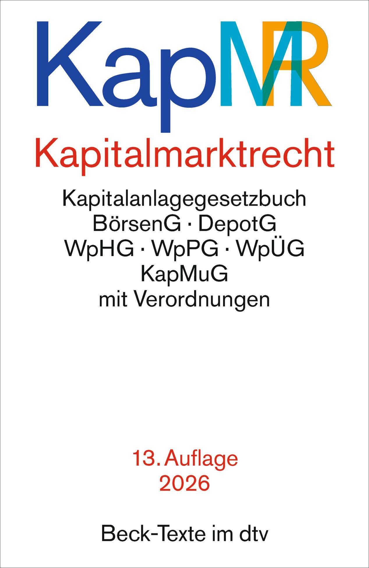 Vorderes Coverbild Kapitalmarktrecht. KapMR