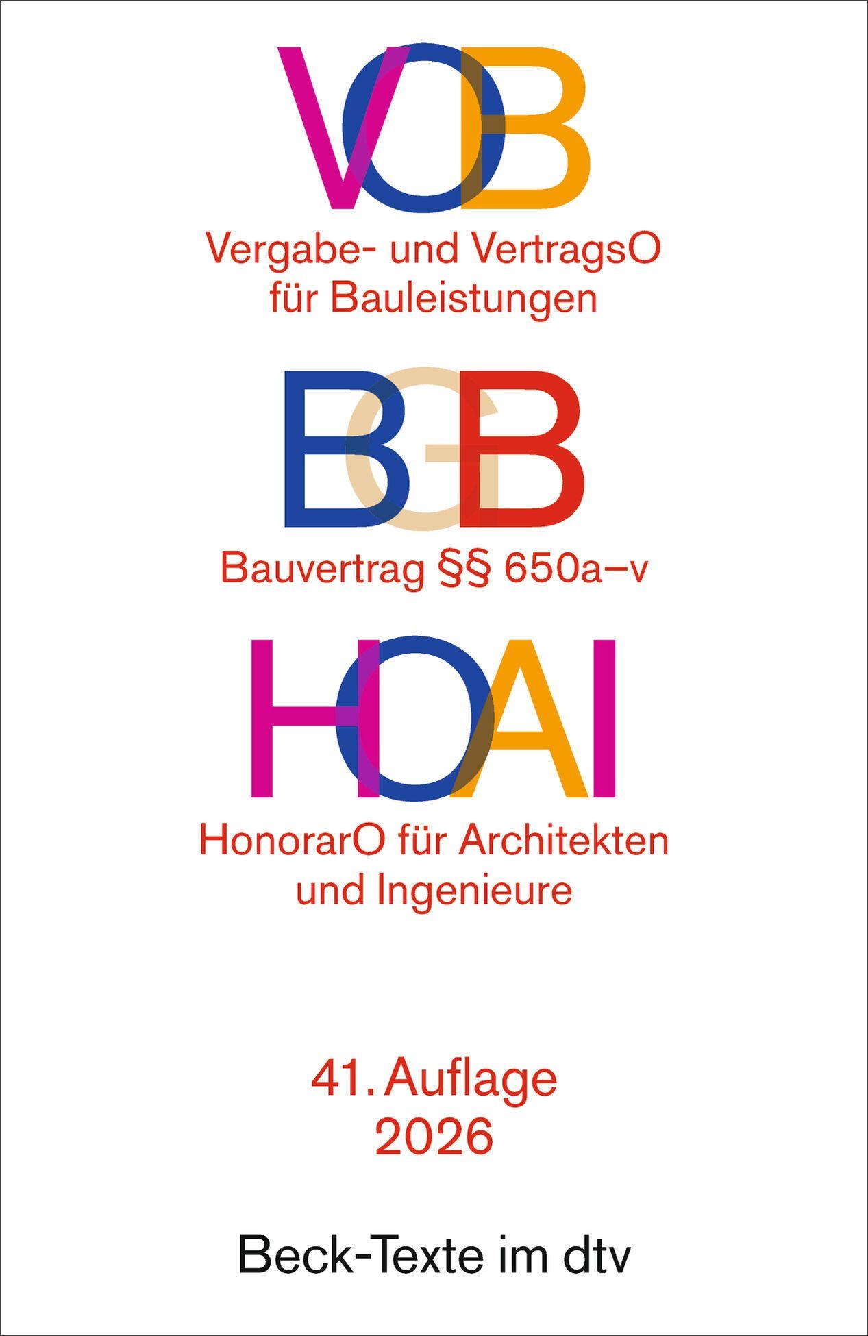 Vorderes Coverbild VOB / BGB  / HOAI
