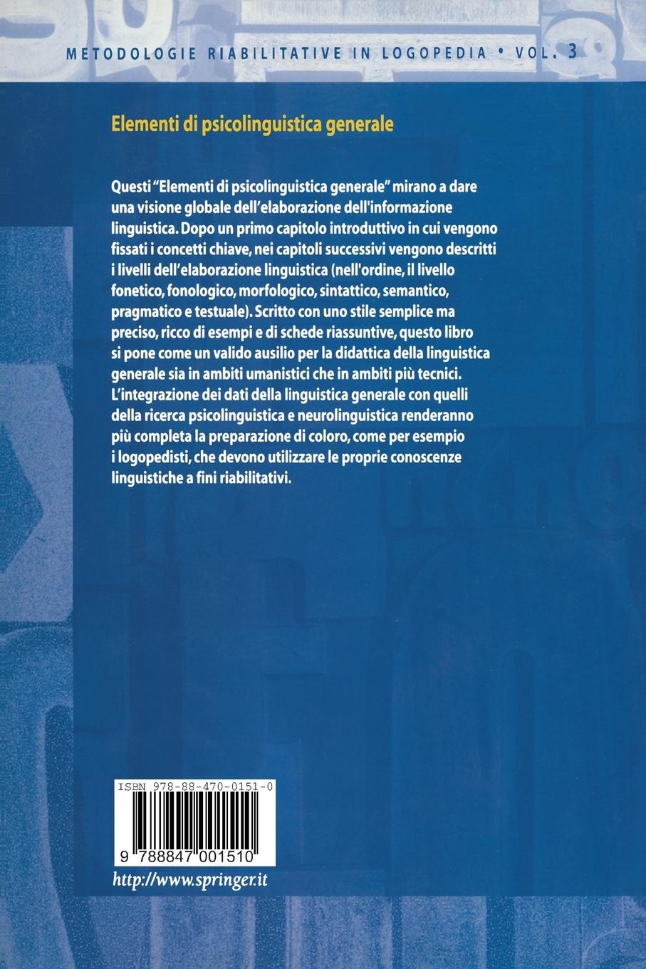 Rückseitencover Elementi di psicolinguistica generale