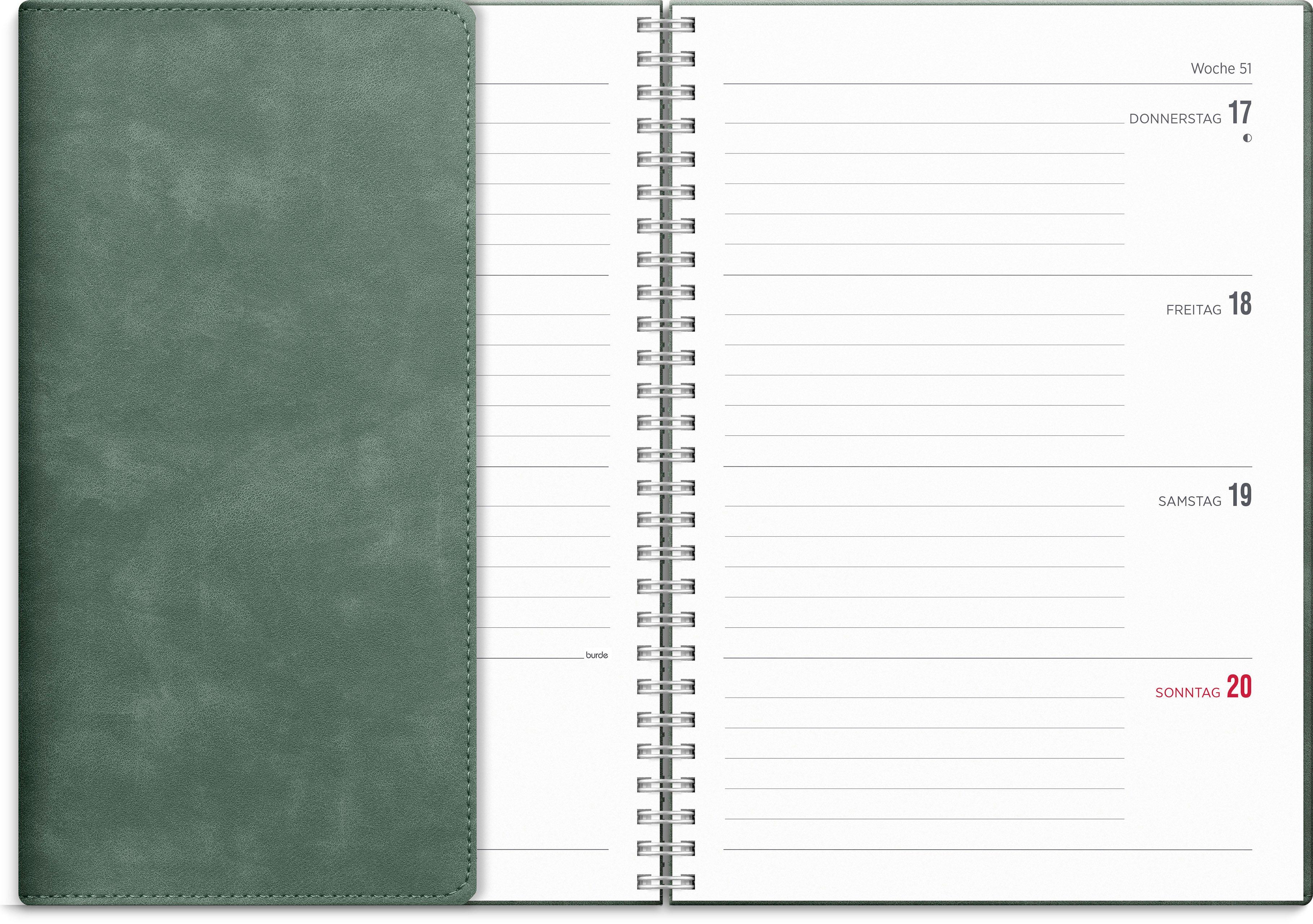 Beispielinhalt (Bild) Kalender 26/27 Senator A5 Twist Grün