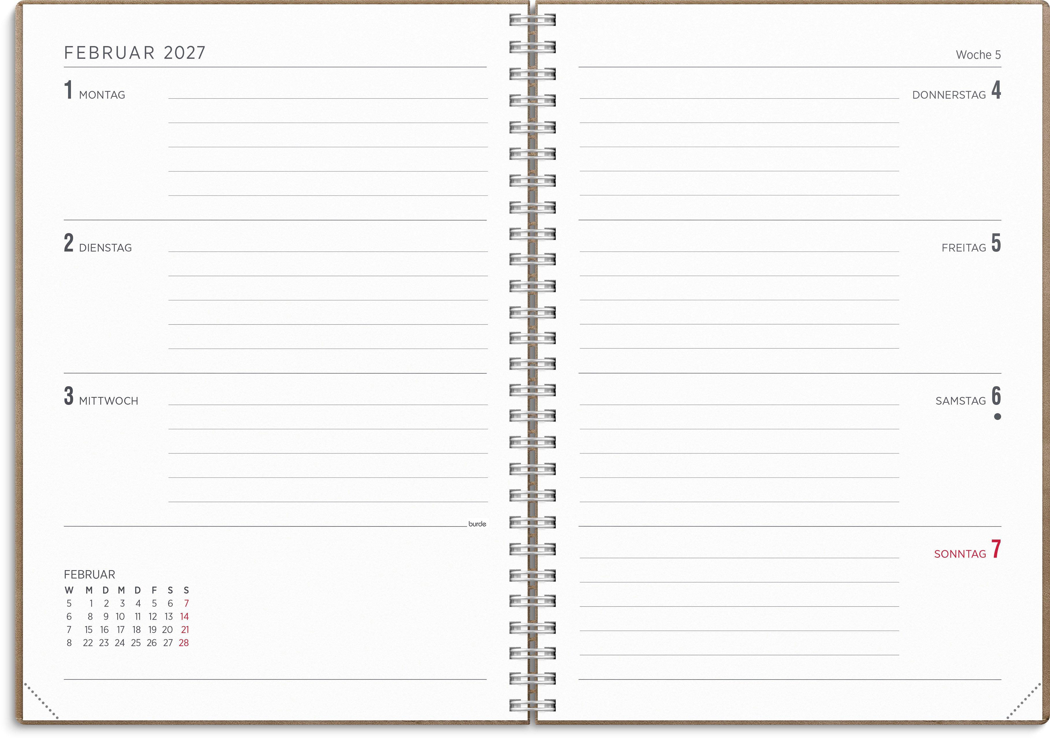 Beispielinhalt (Bild) Kalender 26/27 Senator A5 Twist Braun