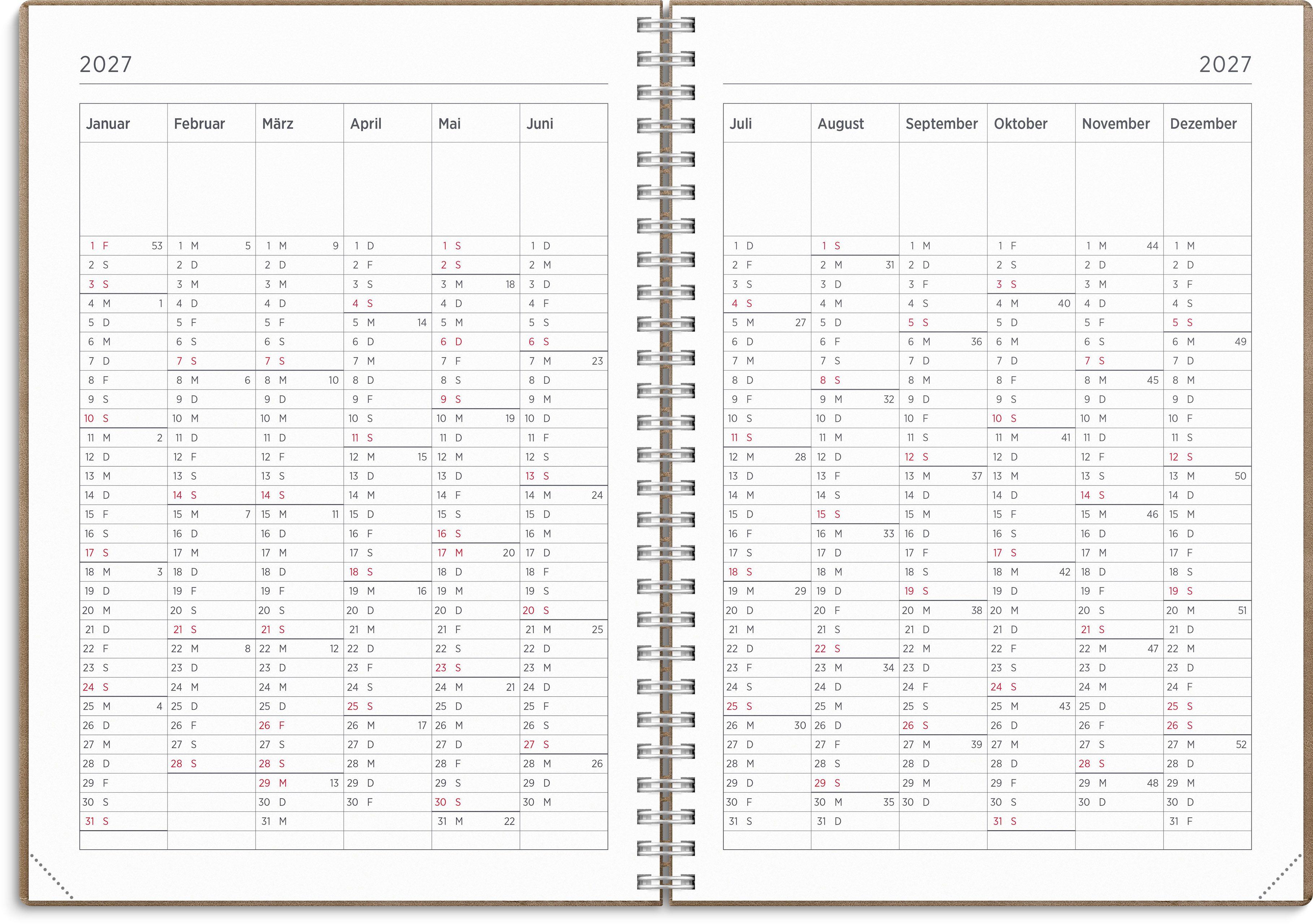Beispielinhalt (Bild) Kalender 26/27 Senator A5 Twist Braun