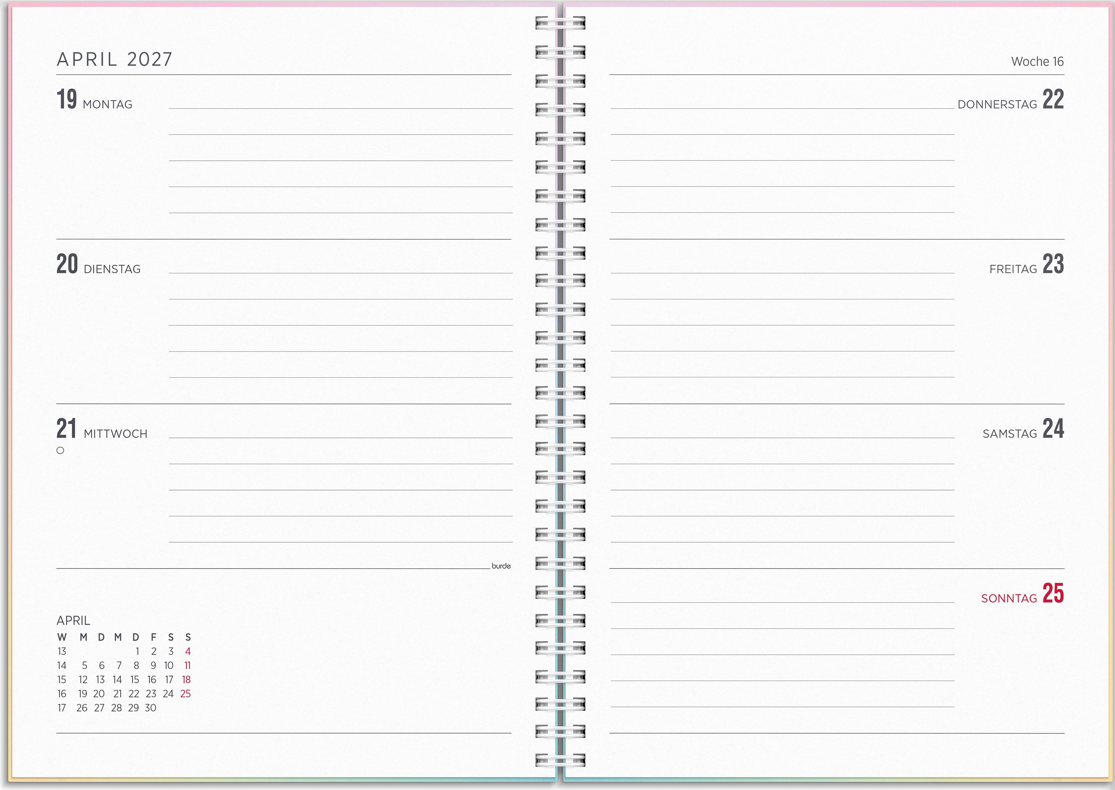 Beispielinhalt (Bild) Kalender 26/27 Senator A5 Regenbogen