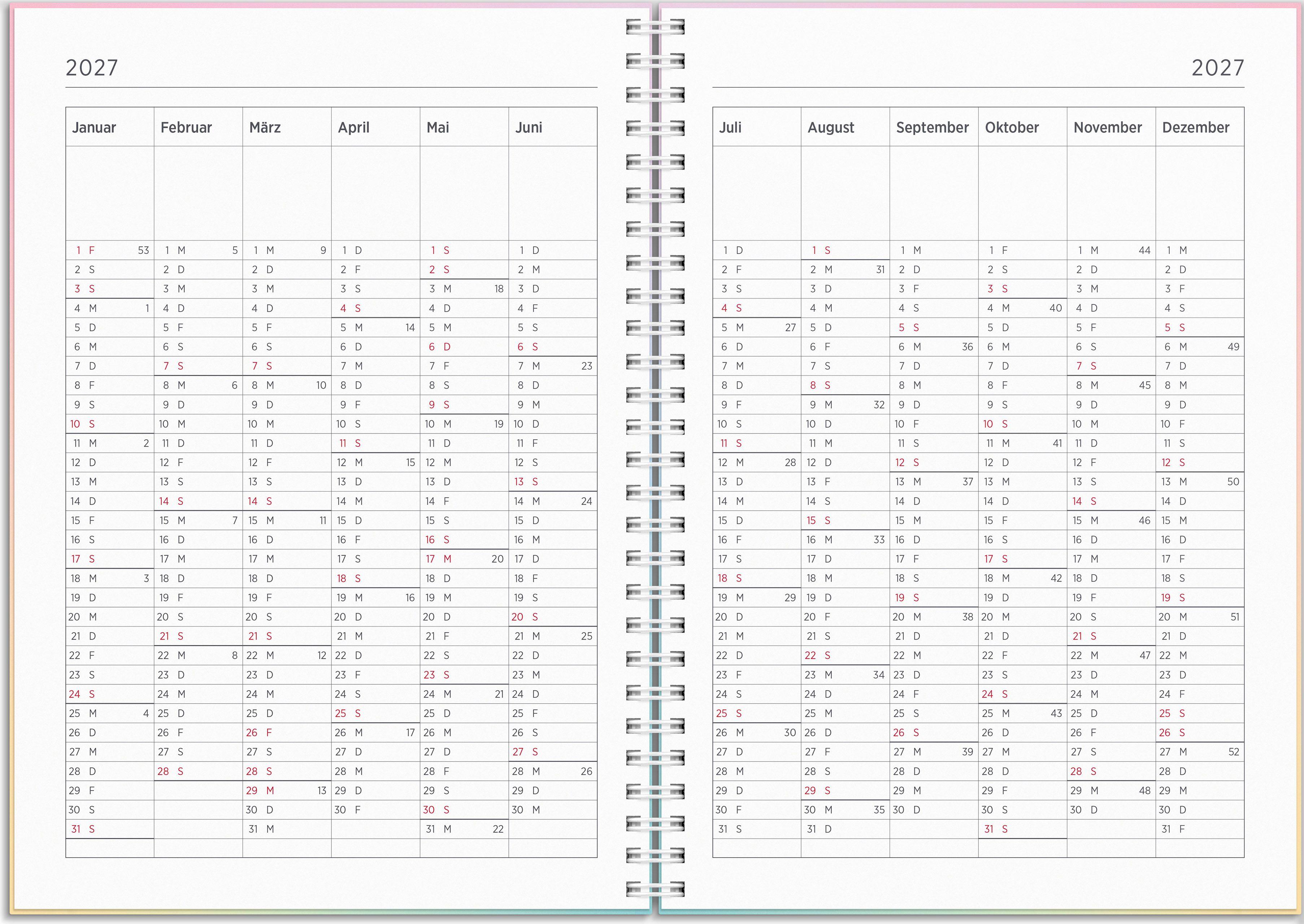 Beispielinhalt (Bild) Kalender 26/27 Senator A5 Regenbogen