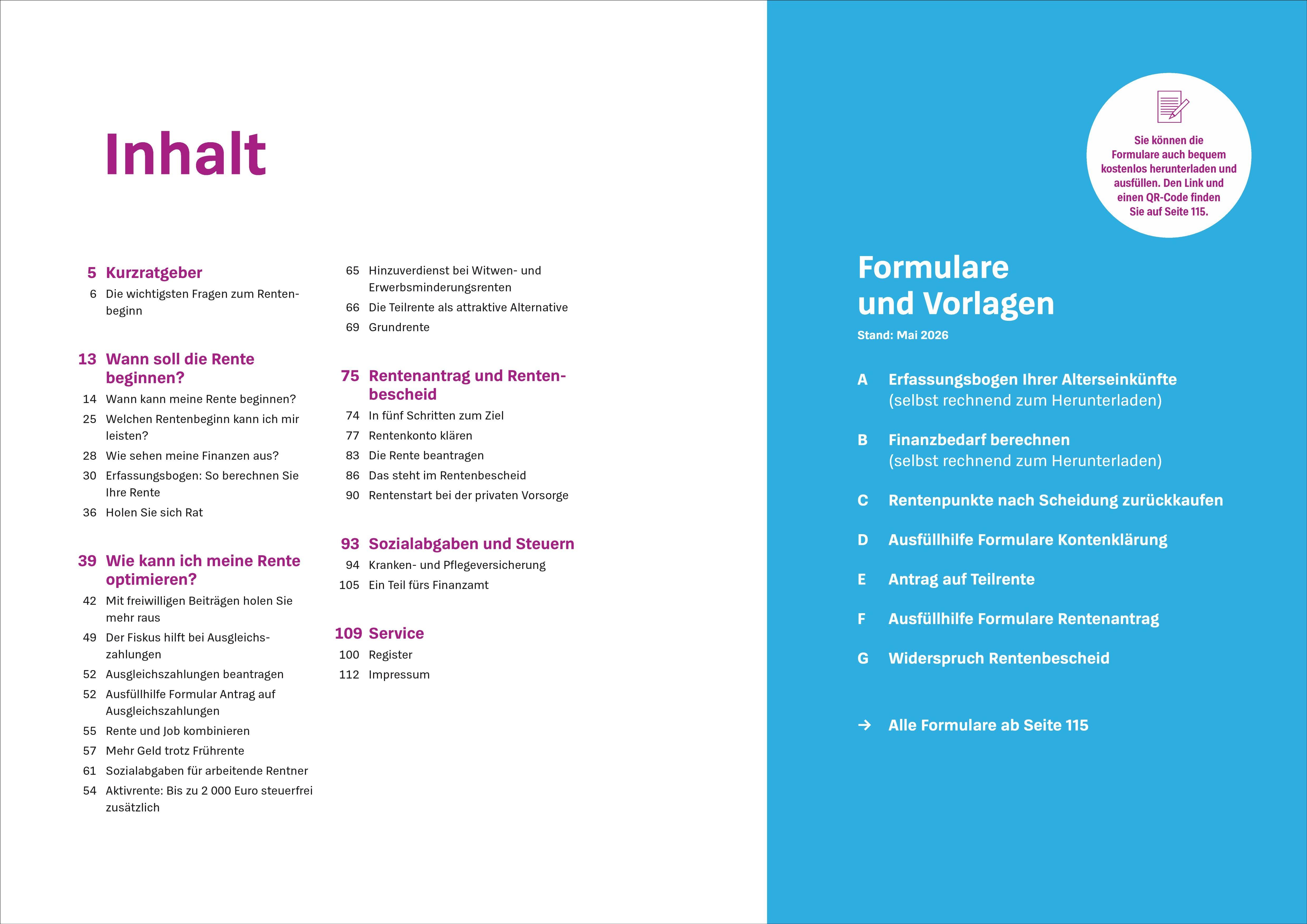 Beispielinhalt (Bild) Das Renten-Set