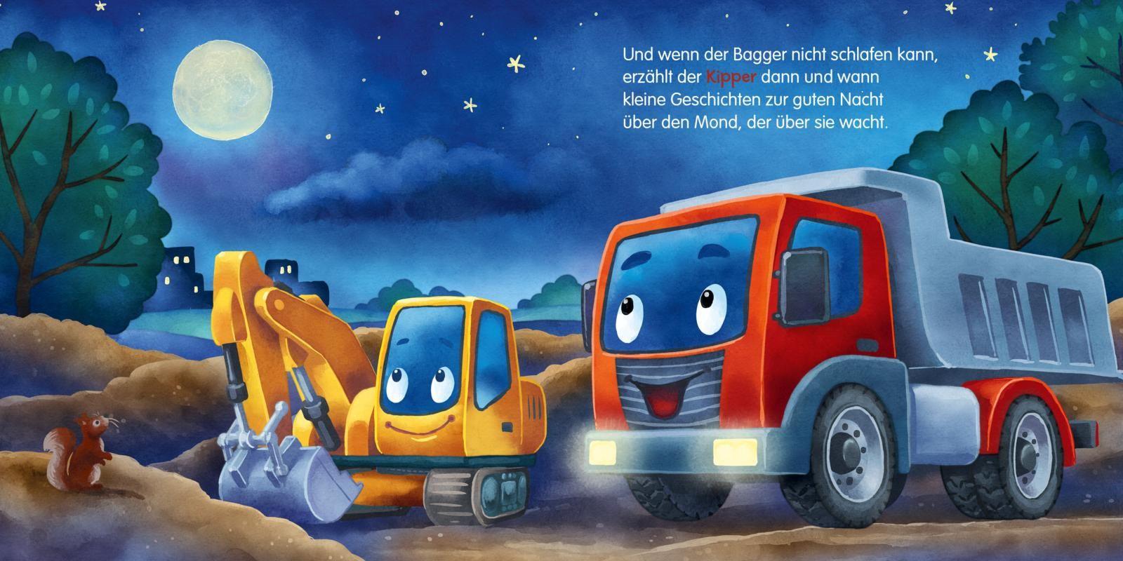 Beispielinhalt (Bild) Baby Pixi (unkaputtbar) 138: Mein Baby-Pixi-Buggybuch: Gute Nacht, kleiner Bagger!