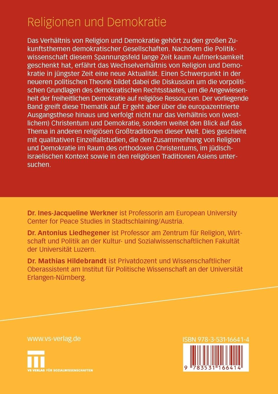 Rückseitencover Religionen und Demokratie
