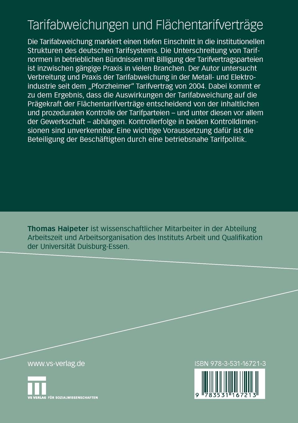 Rückseitencover Tarifabweichungen und Flächentarifverträge