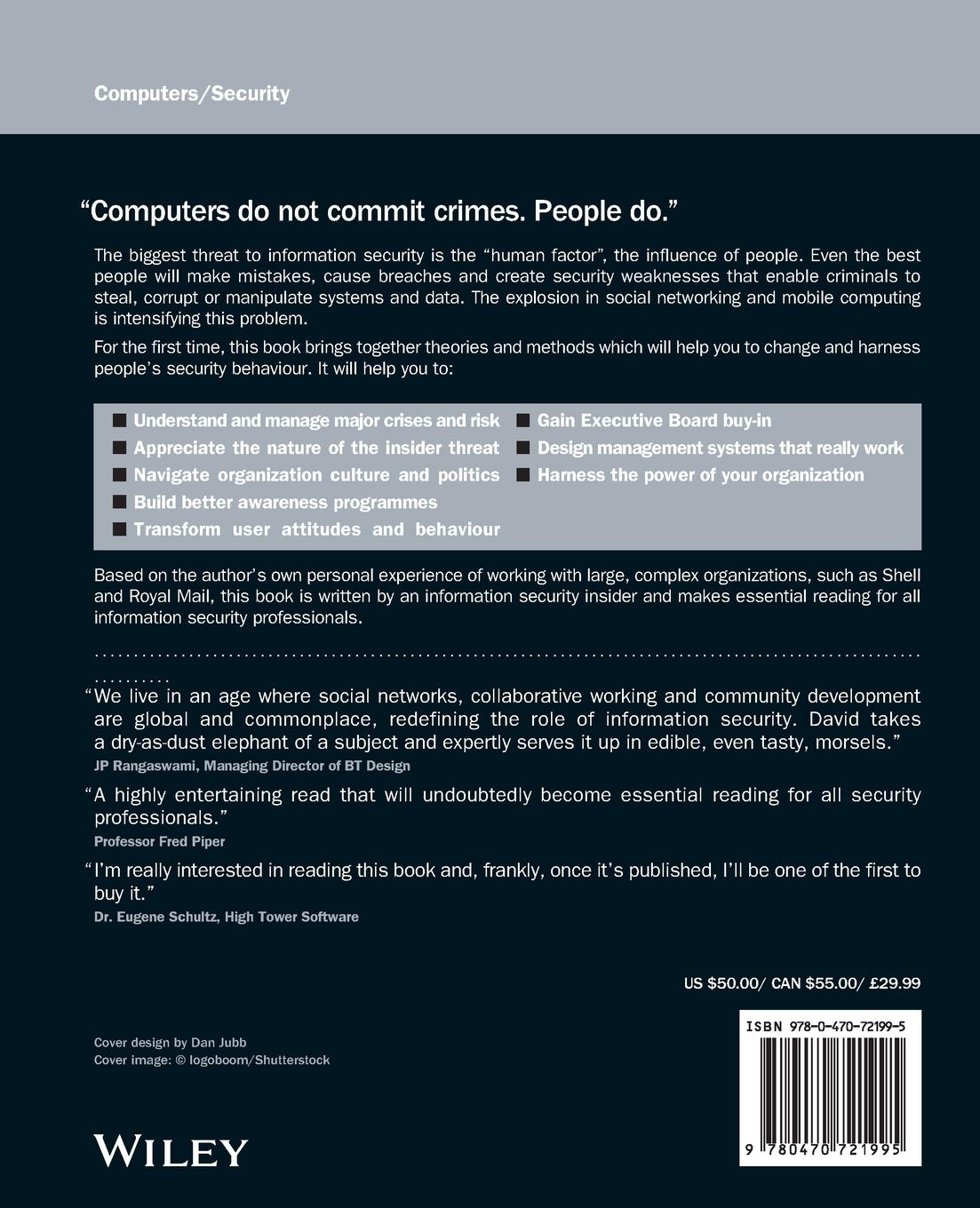 Rückseitencover Managing the Human Factor in Information Security- How to win over staff and influence businessmanagers