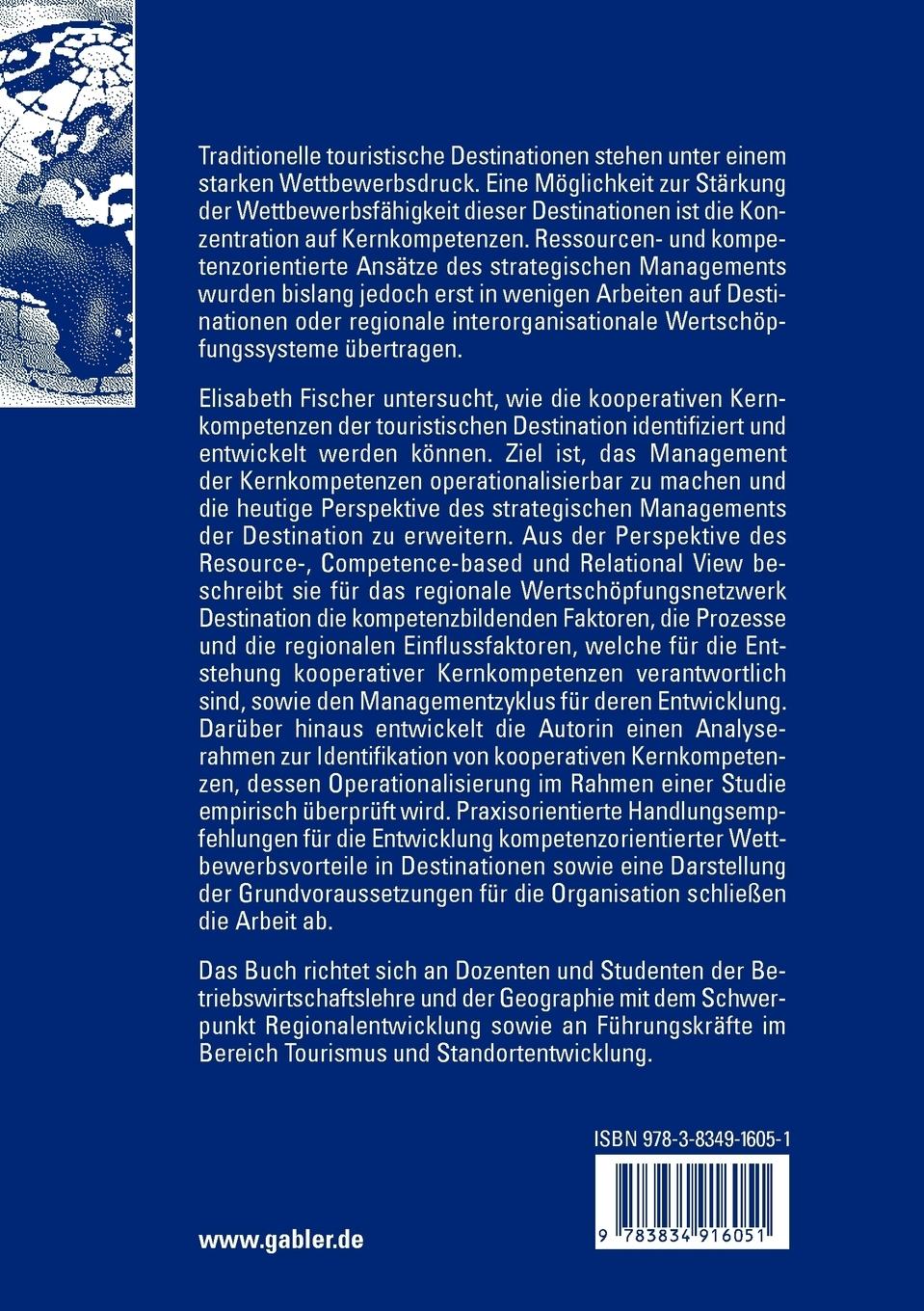 Rückseitencover Das kompetenzorientierte Management der touristischen Destination