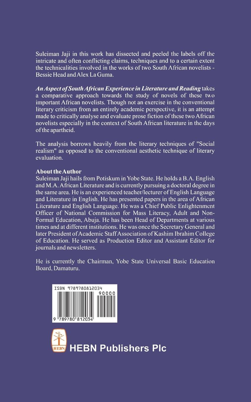 Rückseitencover An Aspect of the South African Experience in Literature and Reading