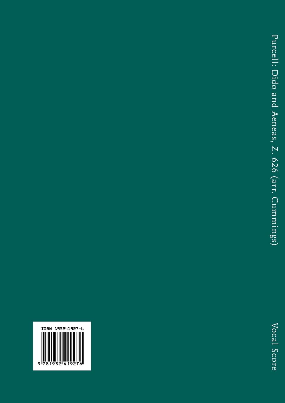 Rückseitencover Dido and Aeneas, Z.626