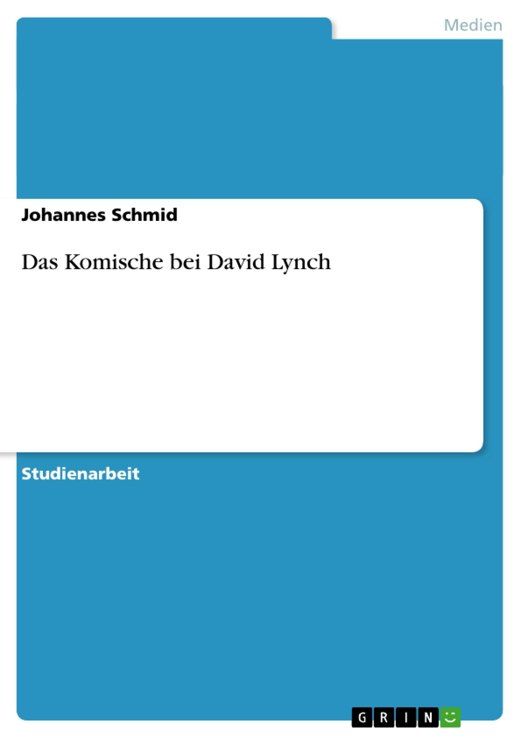 Vorderes Coverbild Das Komische bei David Lynch