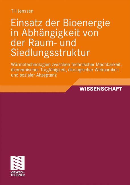 Vorderes Coverbild Einsatz der Bioenergie in Abhängigkeit von der Raum- und Siedlungsstruktur