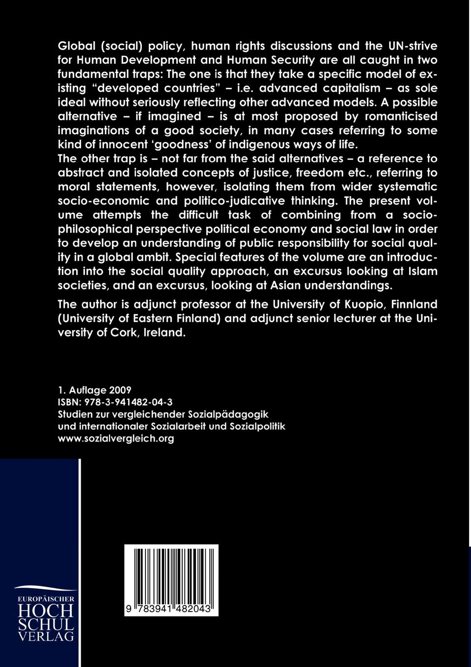 Rückseitencover Social Quality - Looking for a Global Social Policy