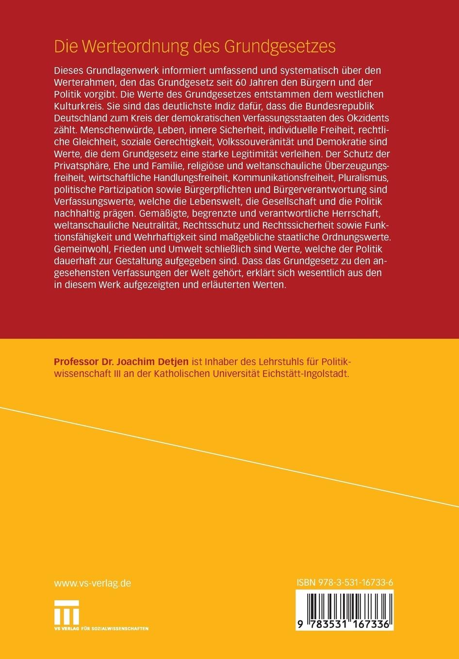 Rückseitencover Die Werteordnung des Grundgesetzes
