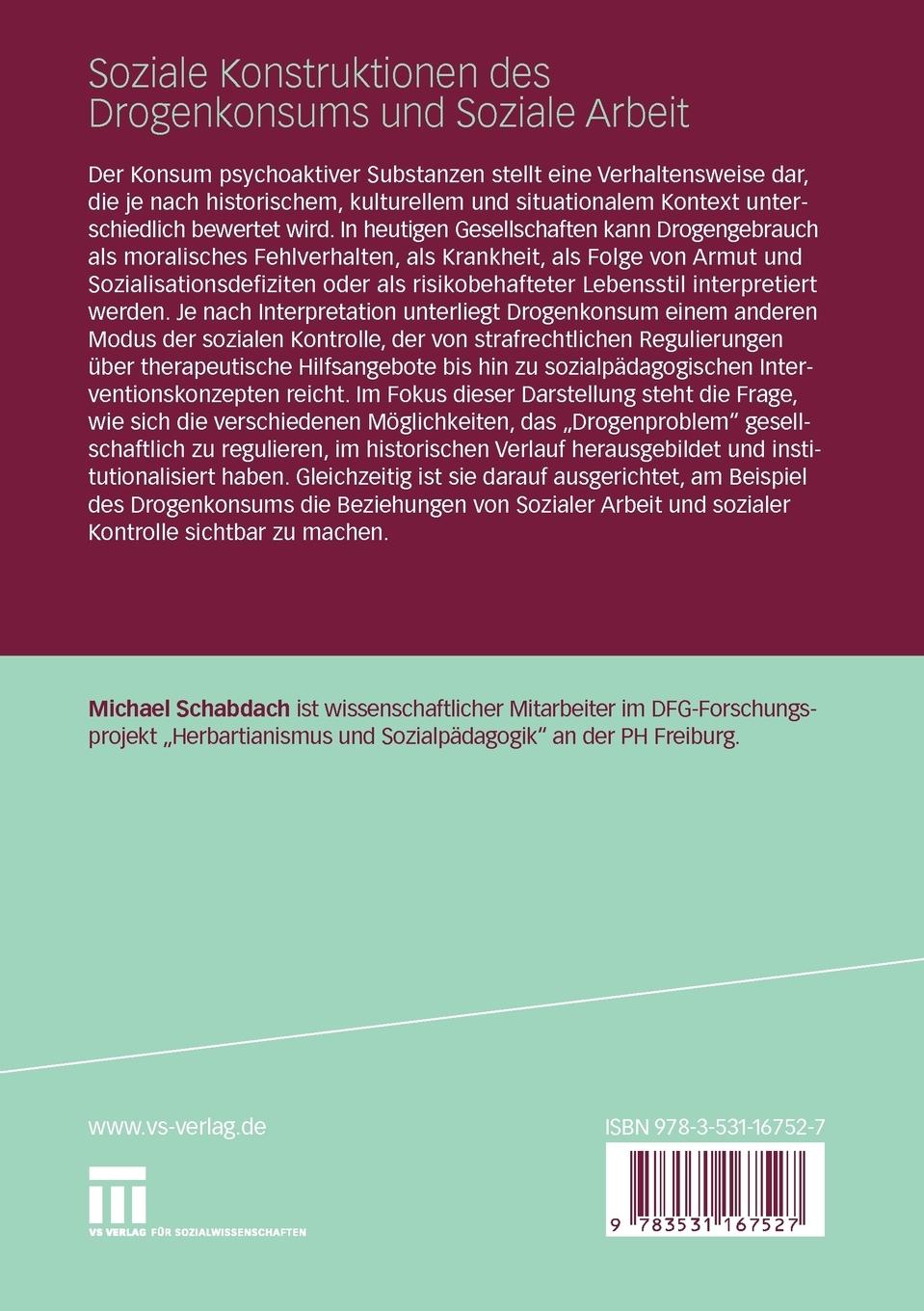 Rückseitencover Soziale Konstruktionen des Drogenkonsums und Soziale Arbeit