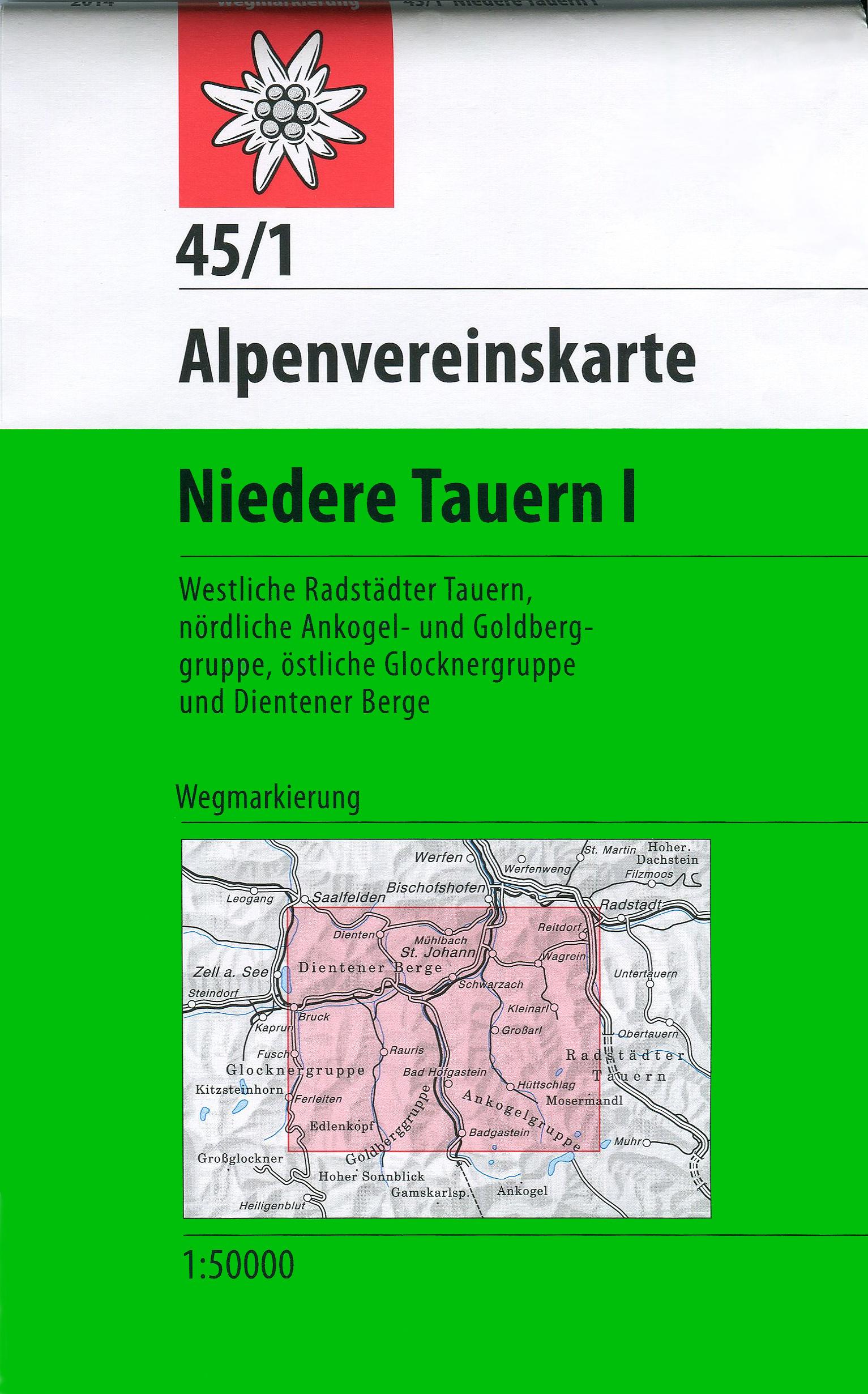 Vorderes Coverbild DAV Alpenvereinskarte 45/1 Niedere Tauern I. 1 : 50 000 Wegmarkierung