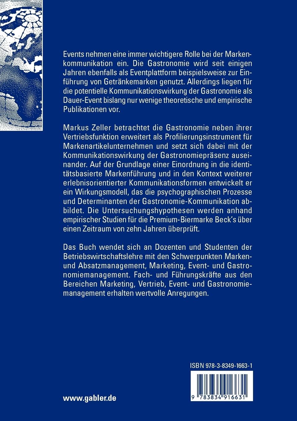 Rückseitencover Die Relevanz der Gastronomie als Instrument der Markenkommunikation